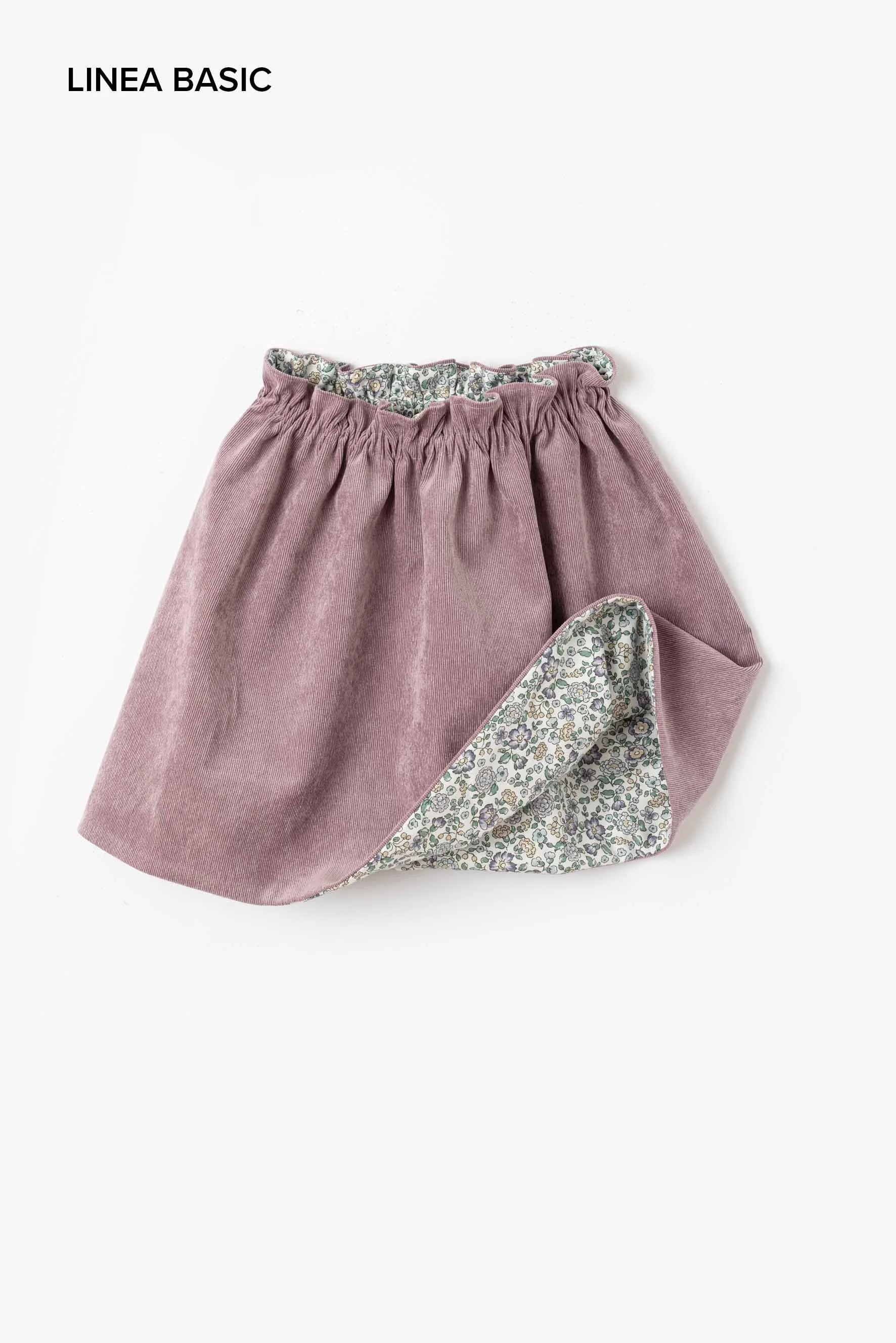 Gonna double face malva e fiore viola