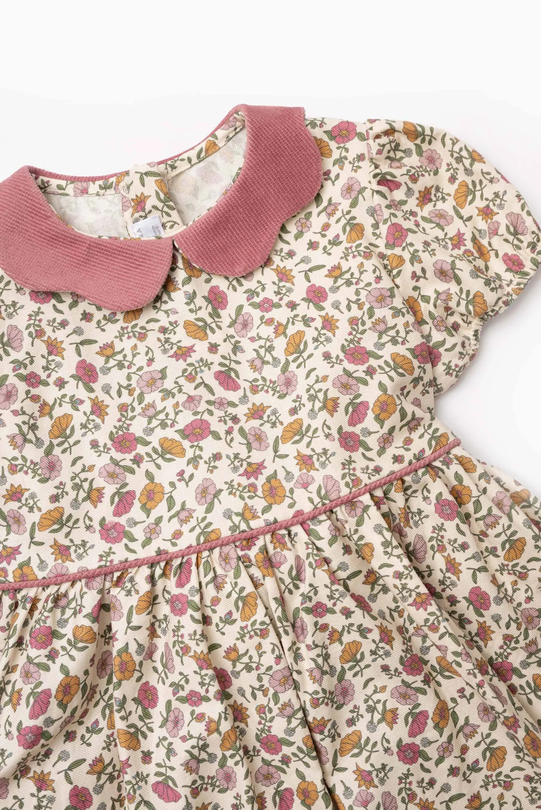 Vestito bambina maniche corte fiore bohemien e malva Crochette