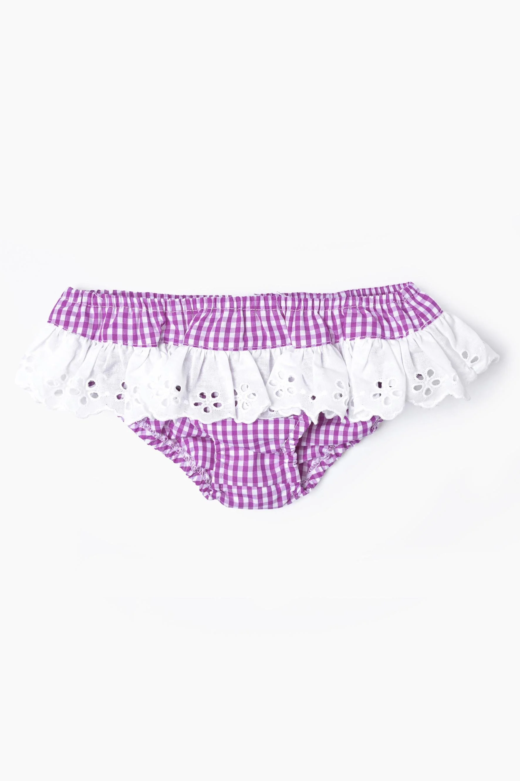 Costume bambina vichy melanzana e balza sangallo Crochette