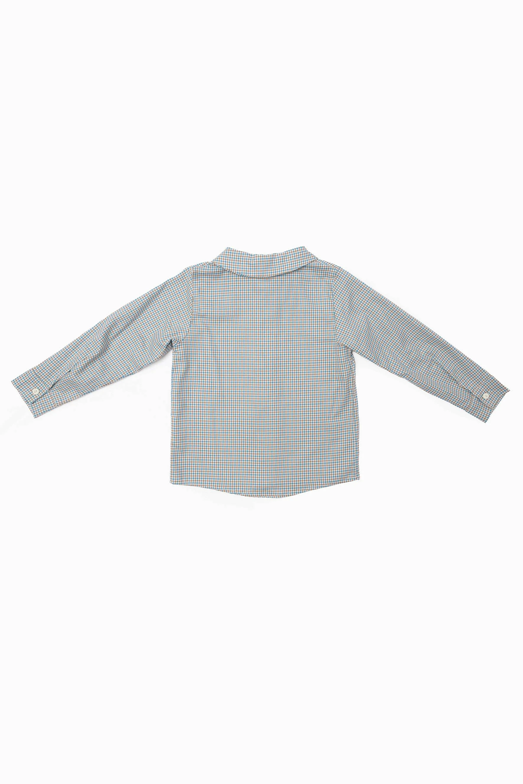 Camicia bambino quadretto turchese marrone retro.jpg