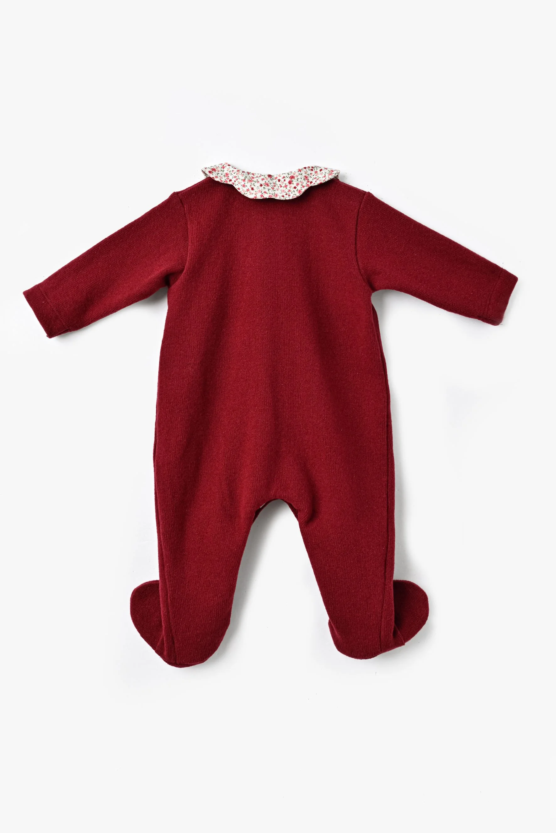 Tutina piedini neonata maglia bordeaux retro