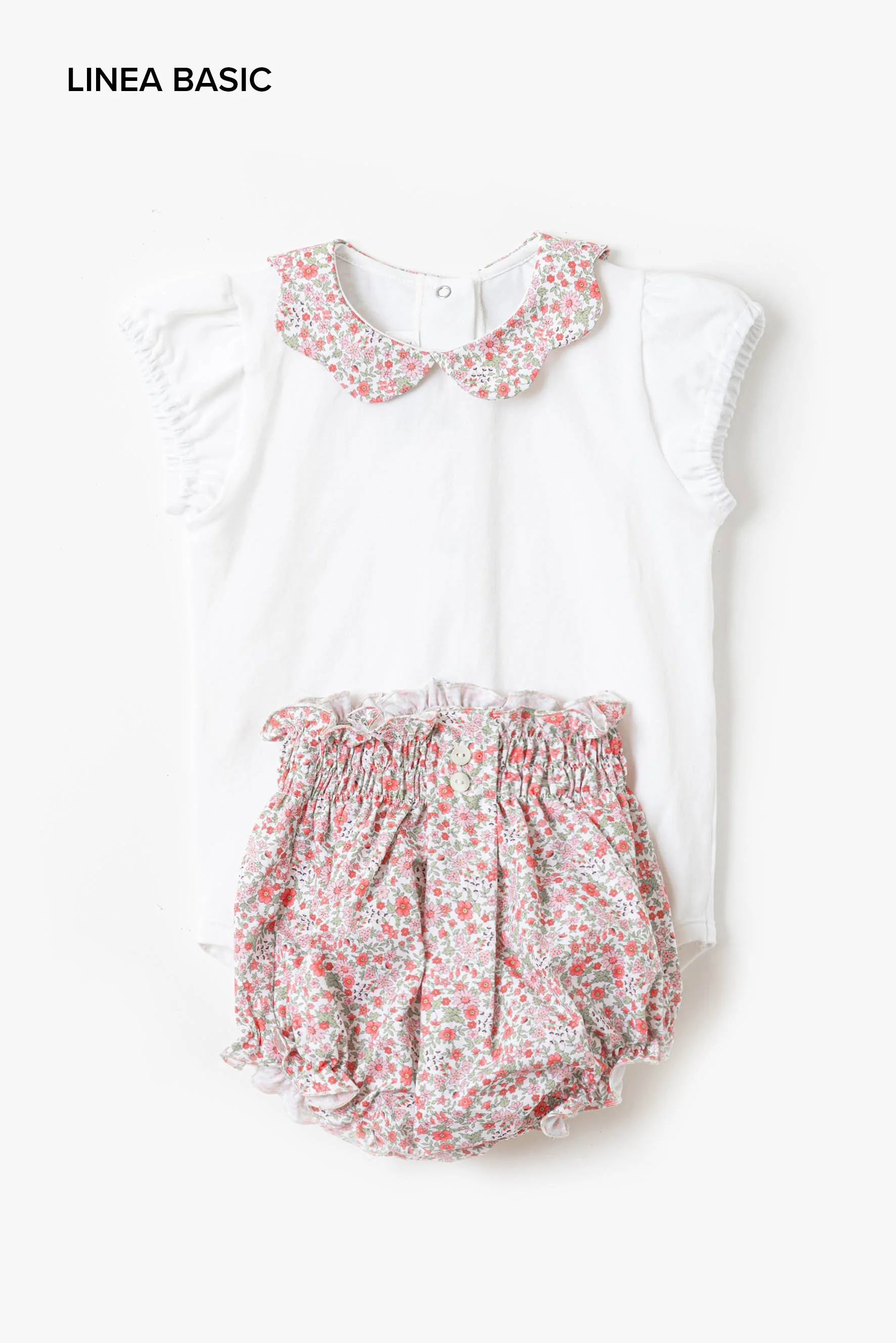 Completo neonata body e culotte elasticata fiorellino rosso