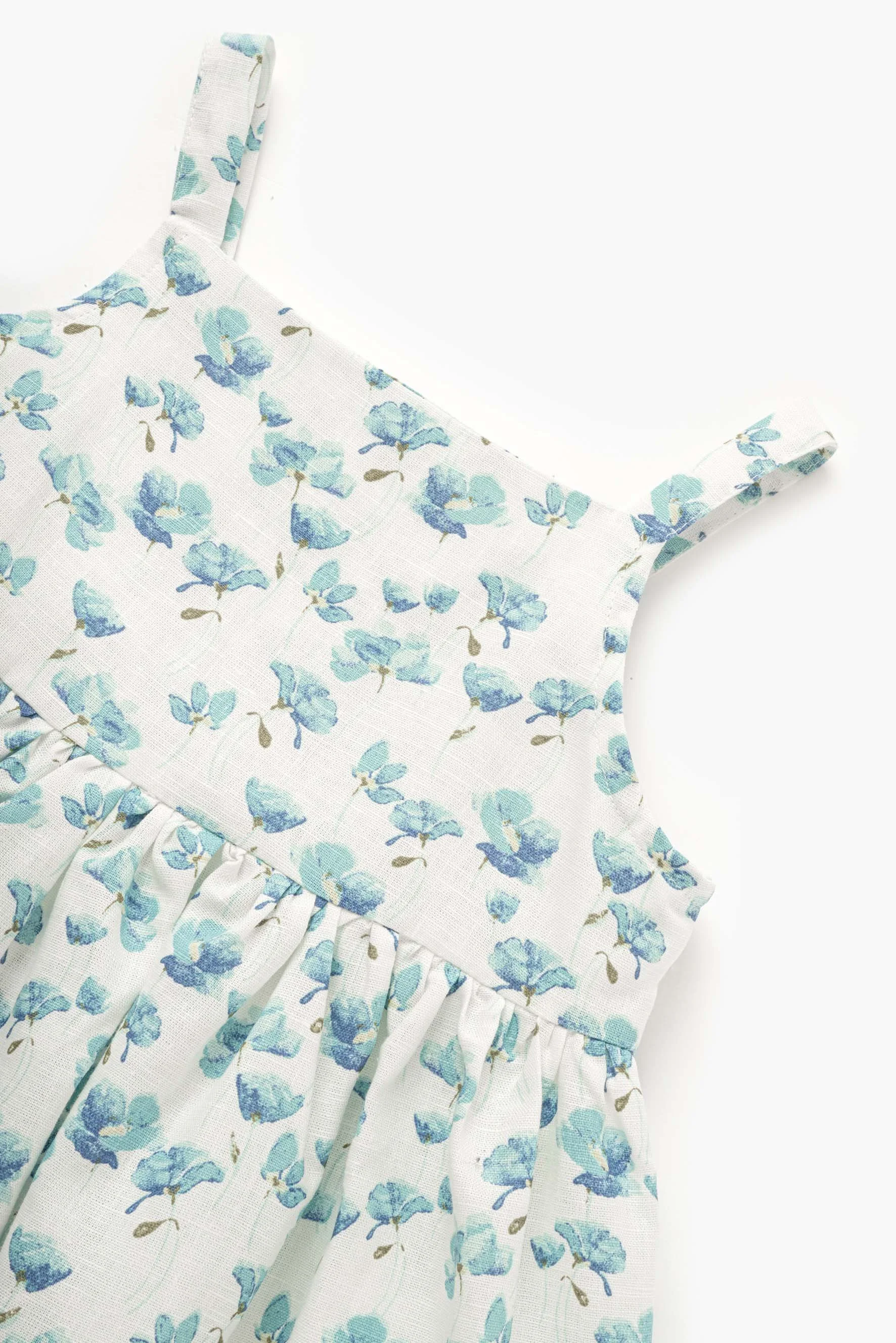 Scamiciato Sole lino fiore turchese