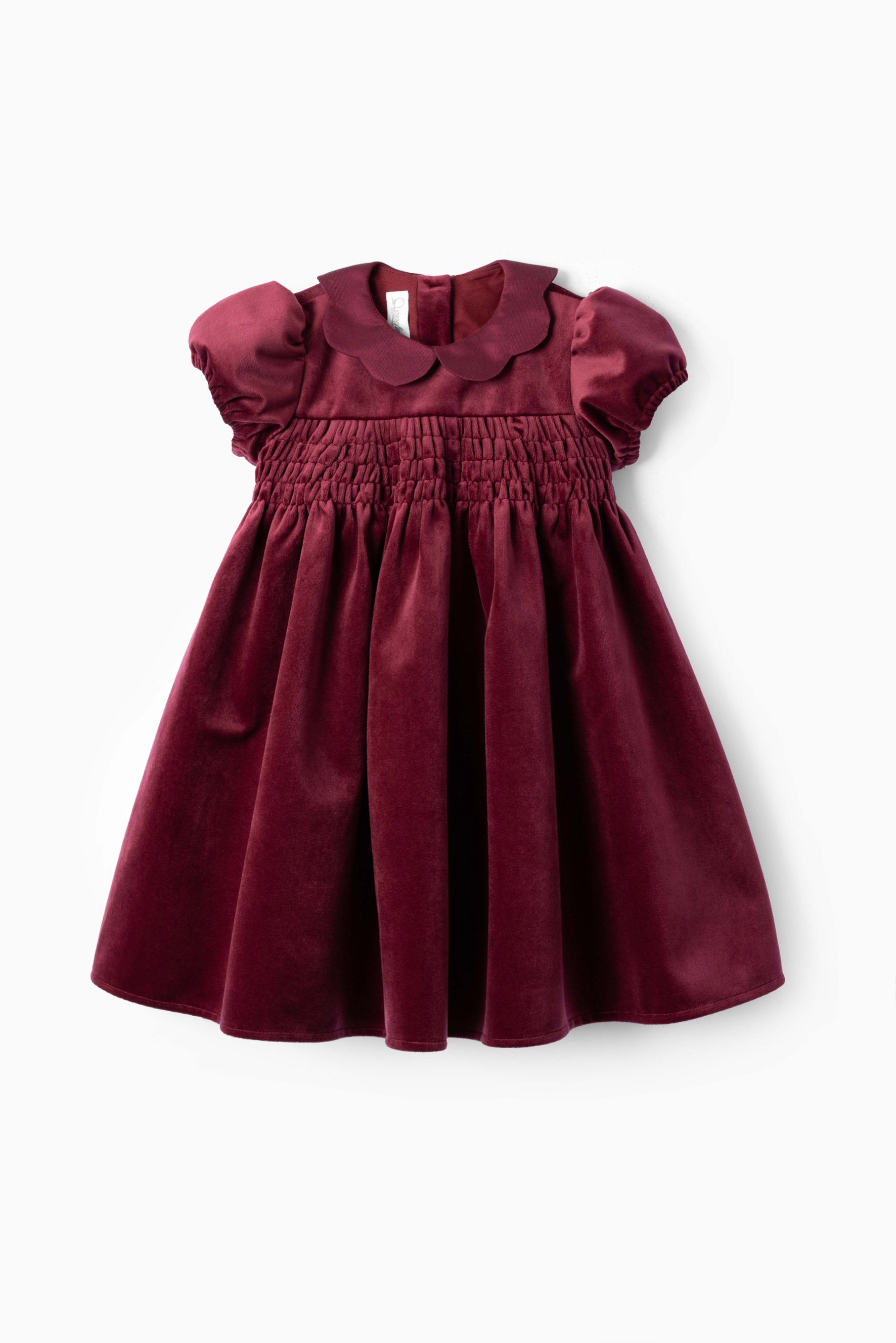 Vestito bambina elasticato velluto bordeaux