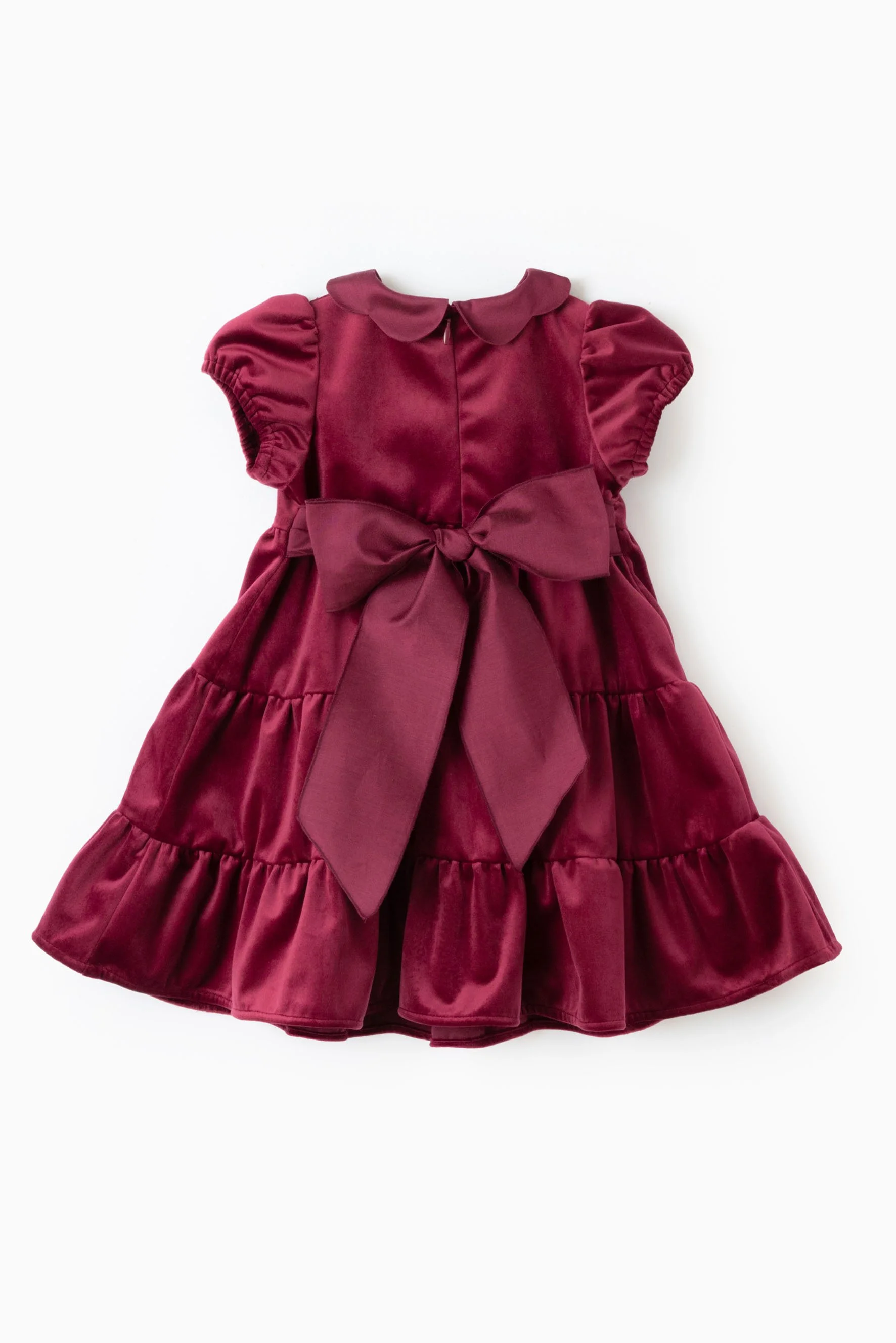 Vestito bambina balze velluto bordeaux