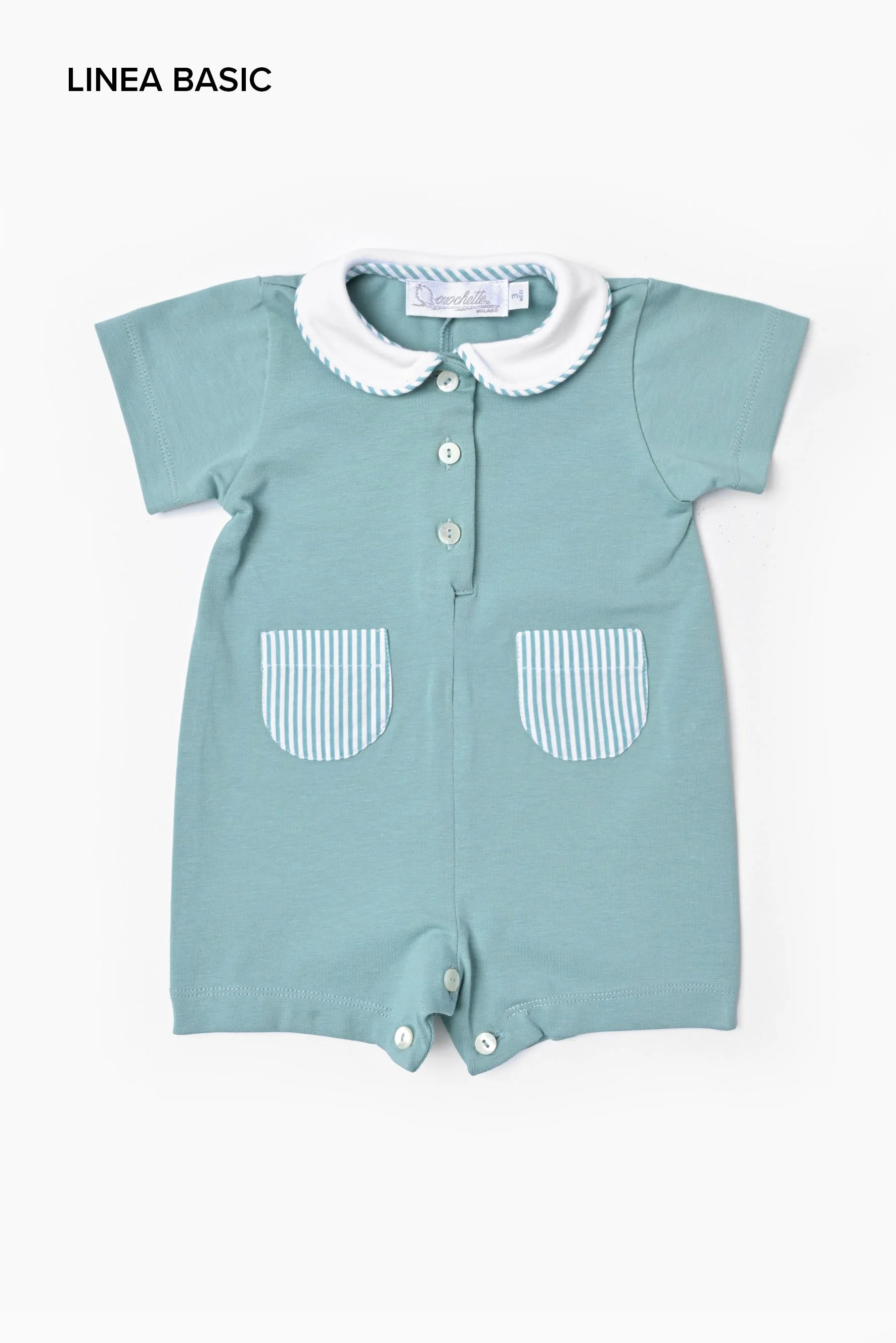 Tutina estiva neonato jersey menta e riga verde