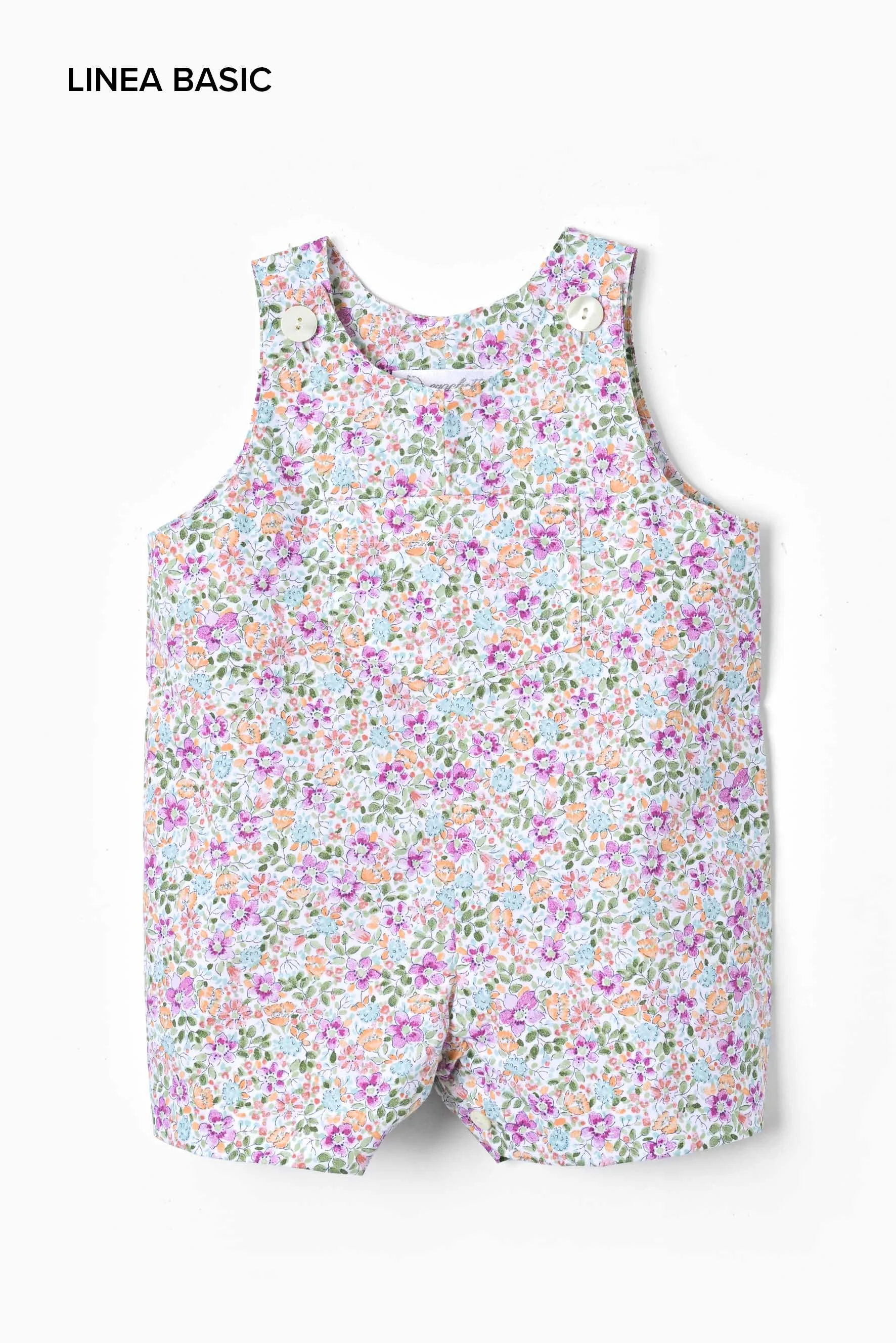 Salopette pagliaccetto neonata fiore viola turchese