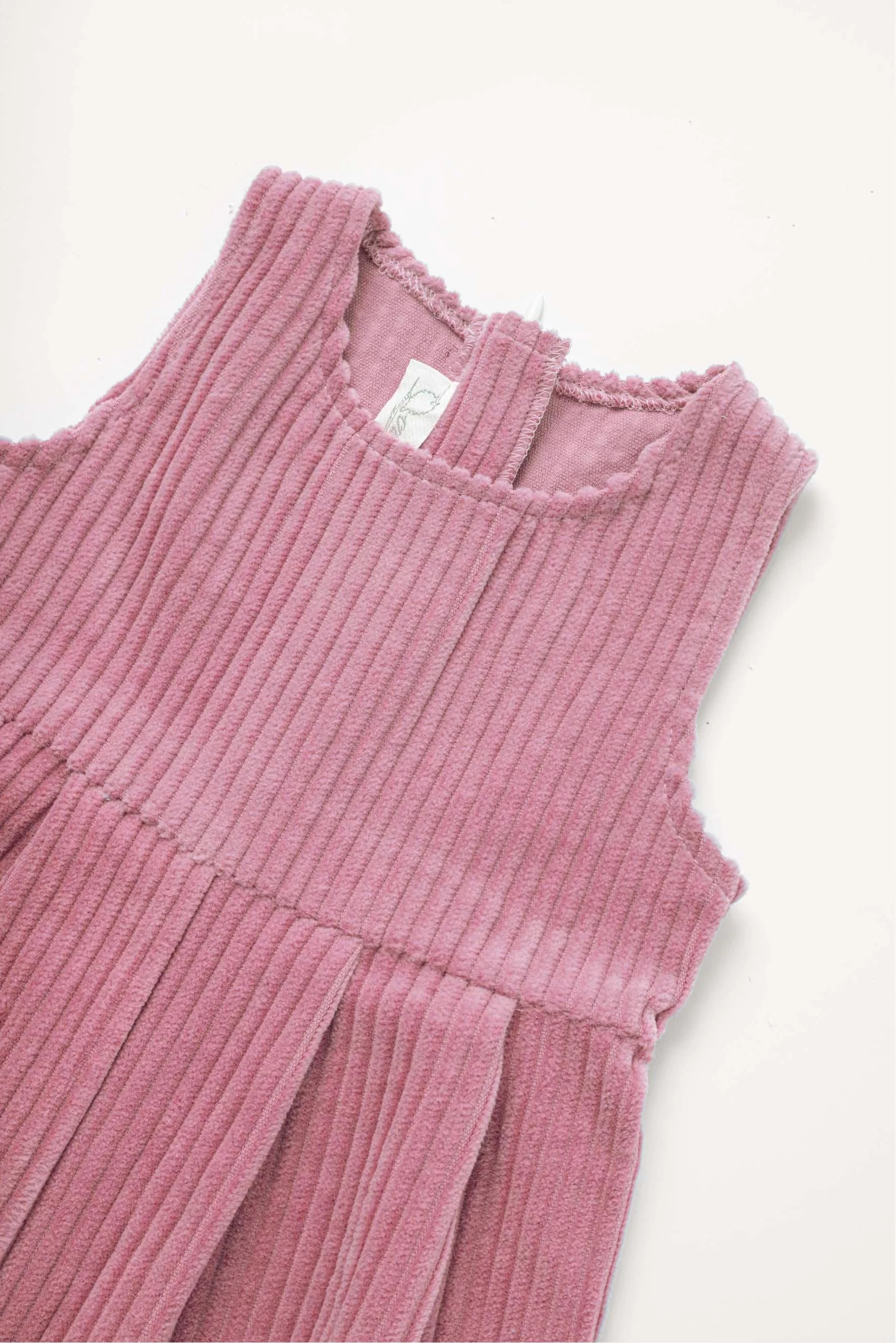 Pagliaccetto neonata velluto rosa polvere costona Crochette