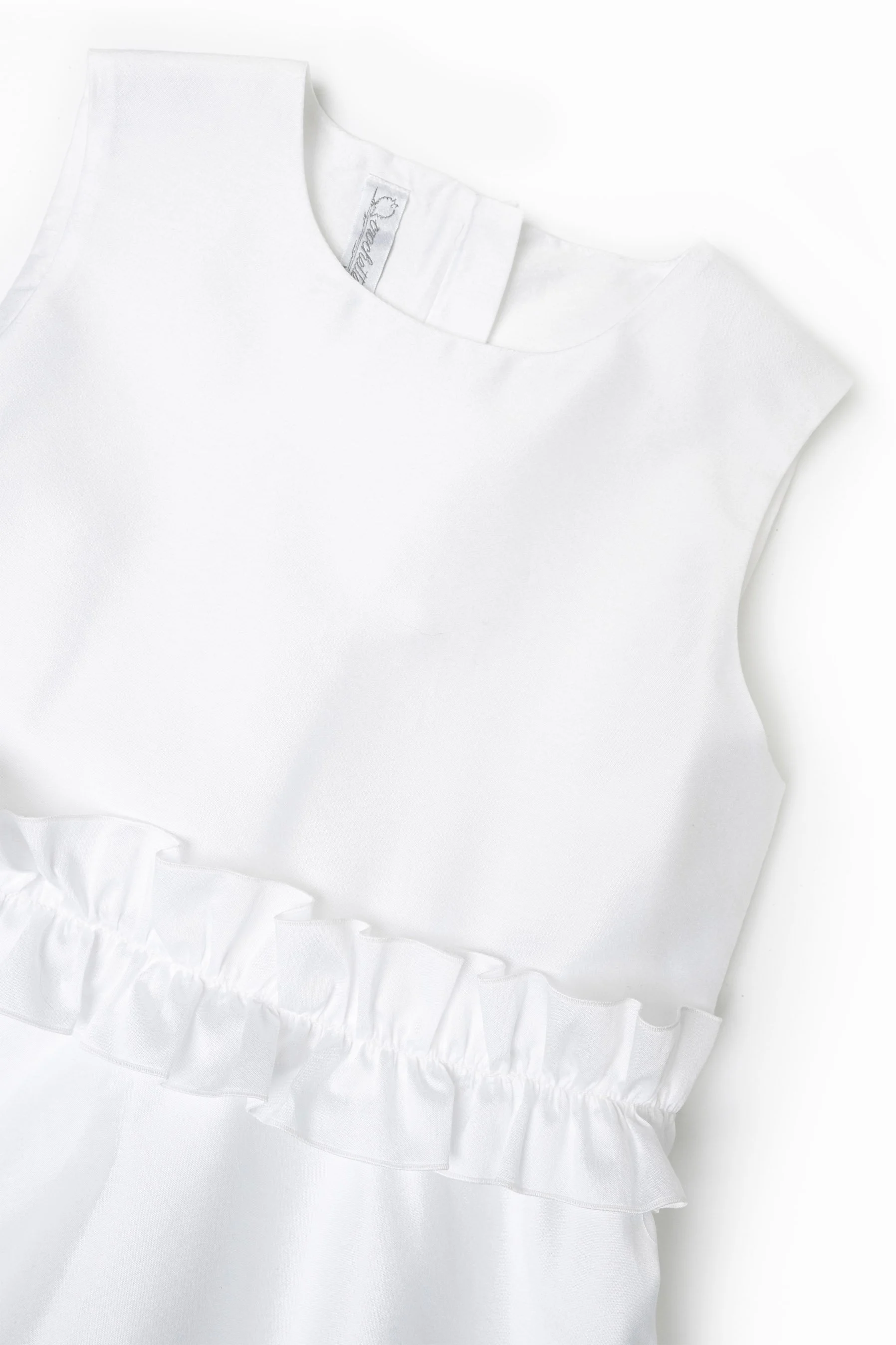 Vestito cerimonia bambina raso bianco con rouches