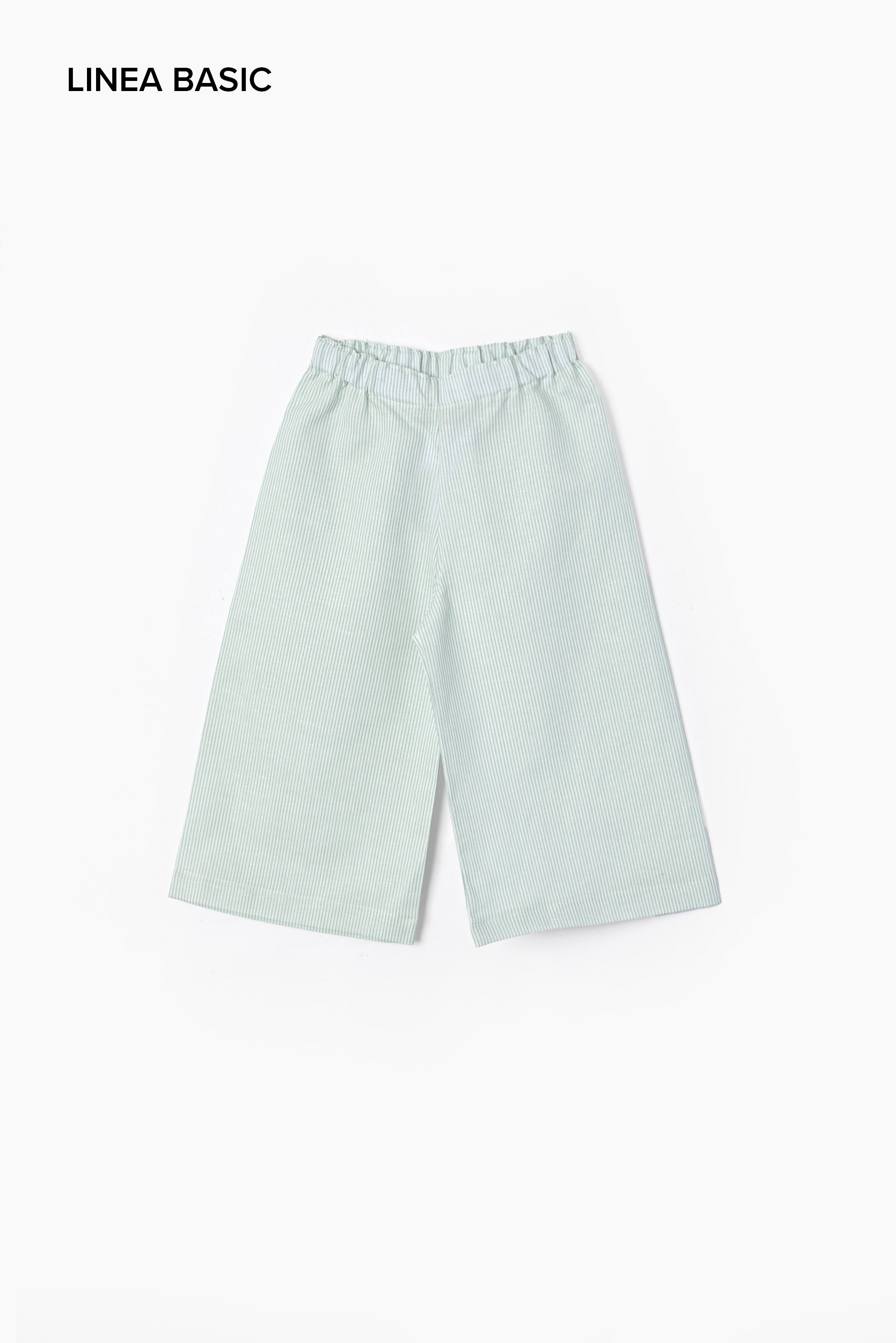 Pantaloni larghi bambina lino righina agave