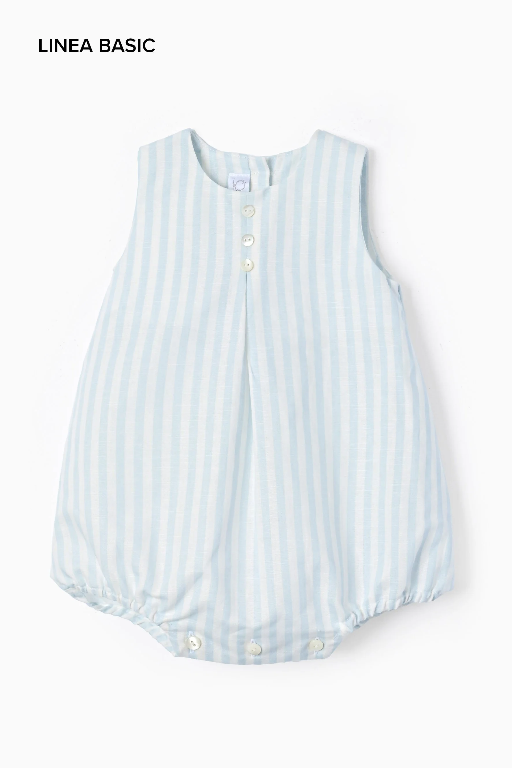 Pagliaccetto neonato lino riga celeste