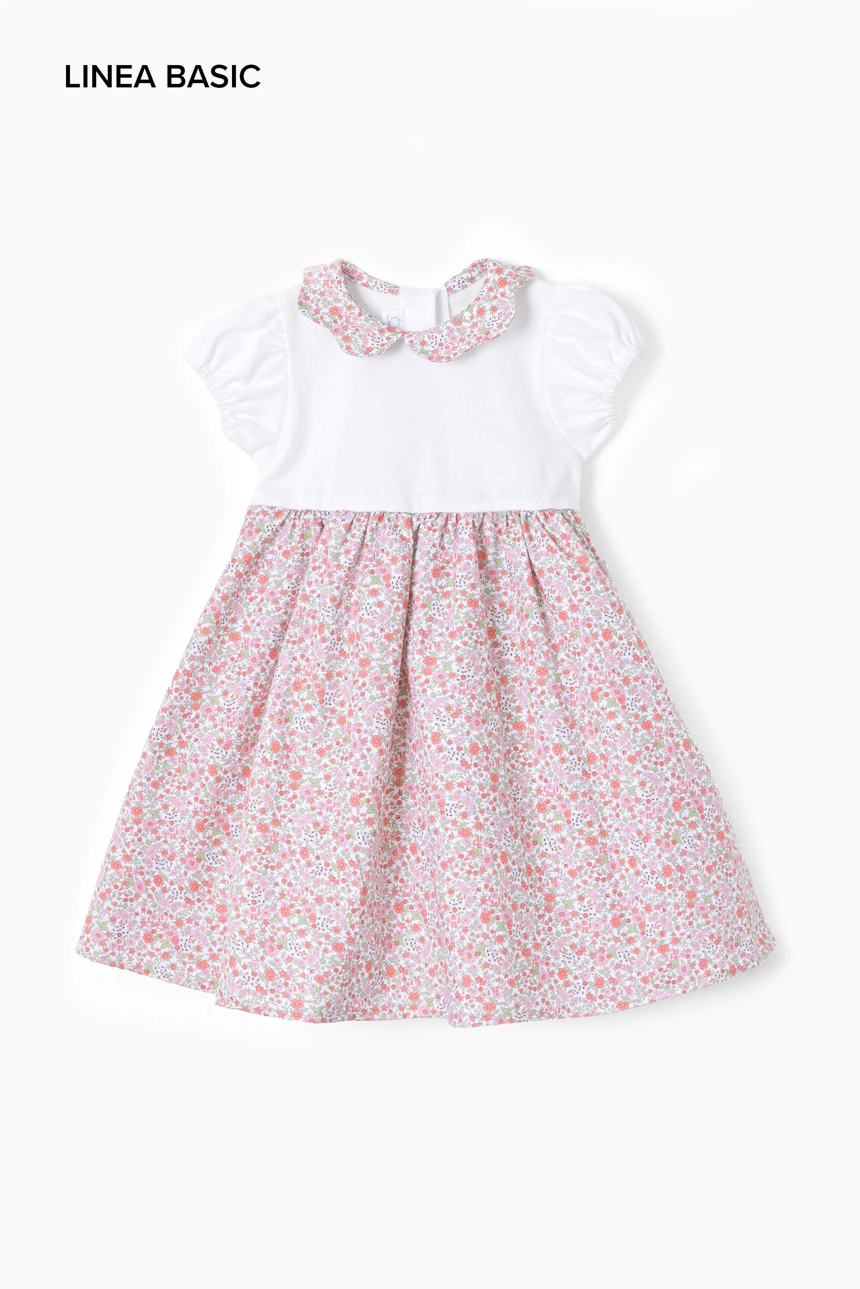 Vestito bambina jersey piquet e fiore rosso