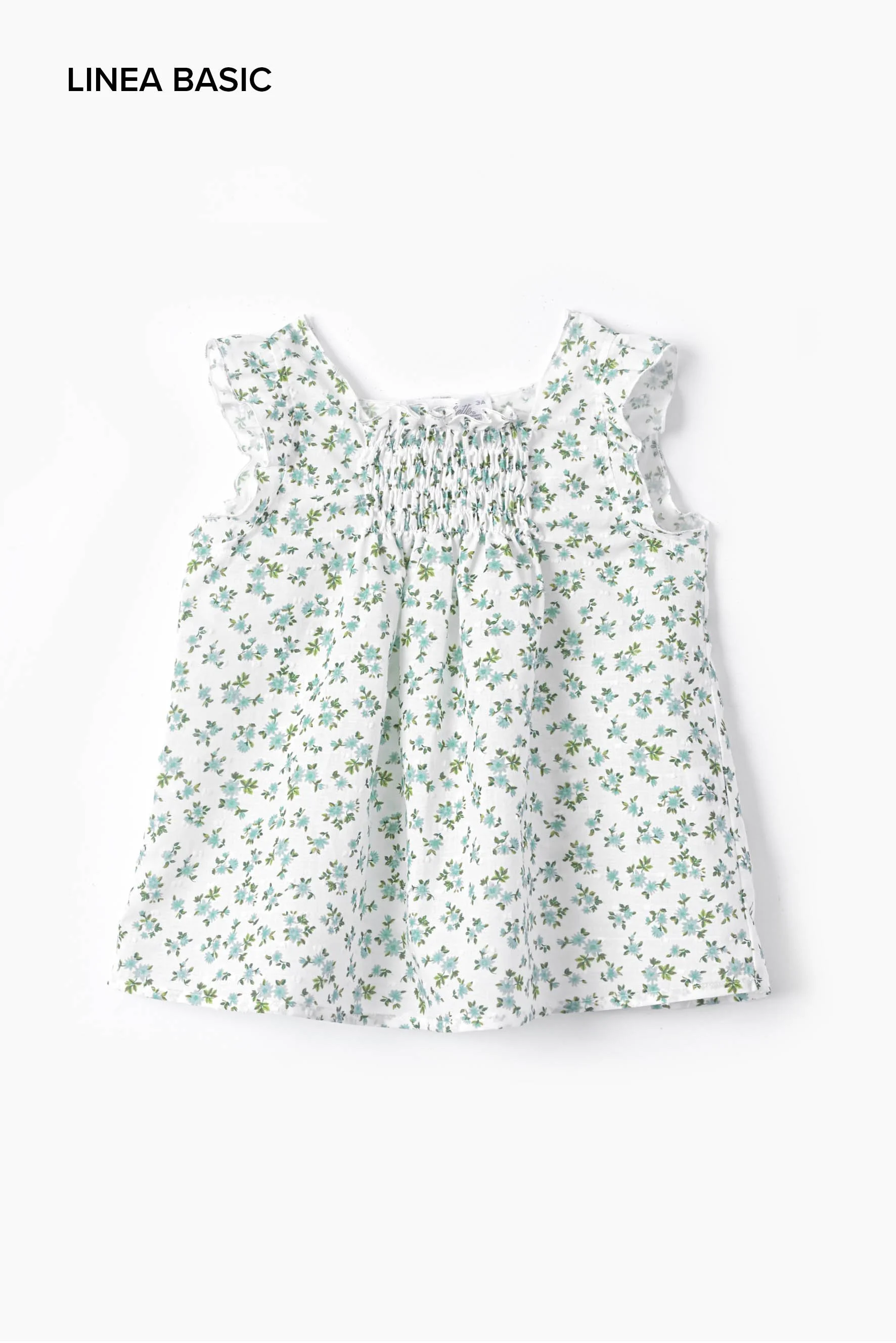 Camicia bambina elasticata fiore verde plumetis