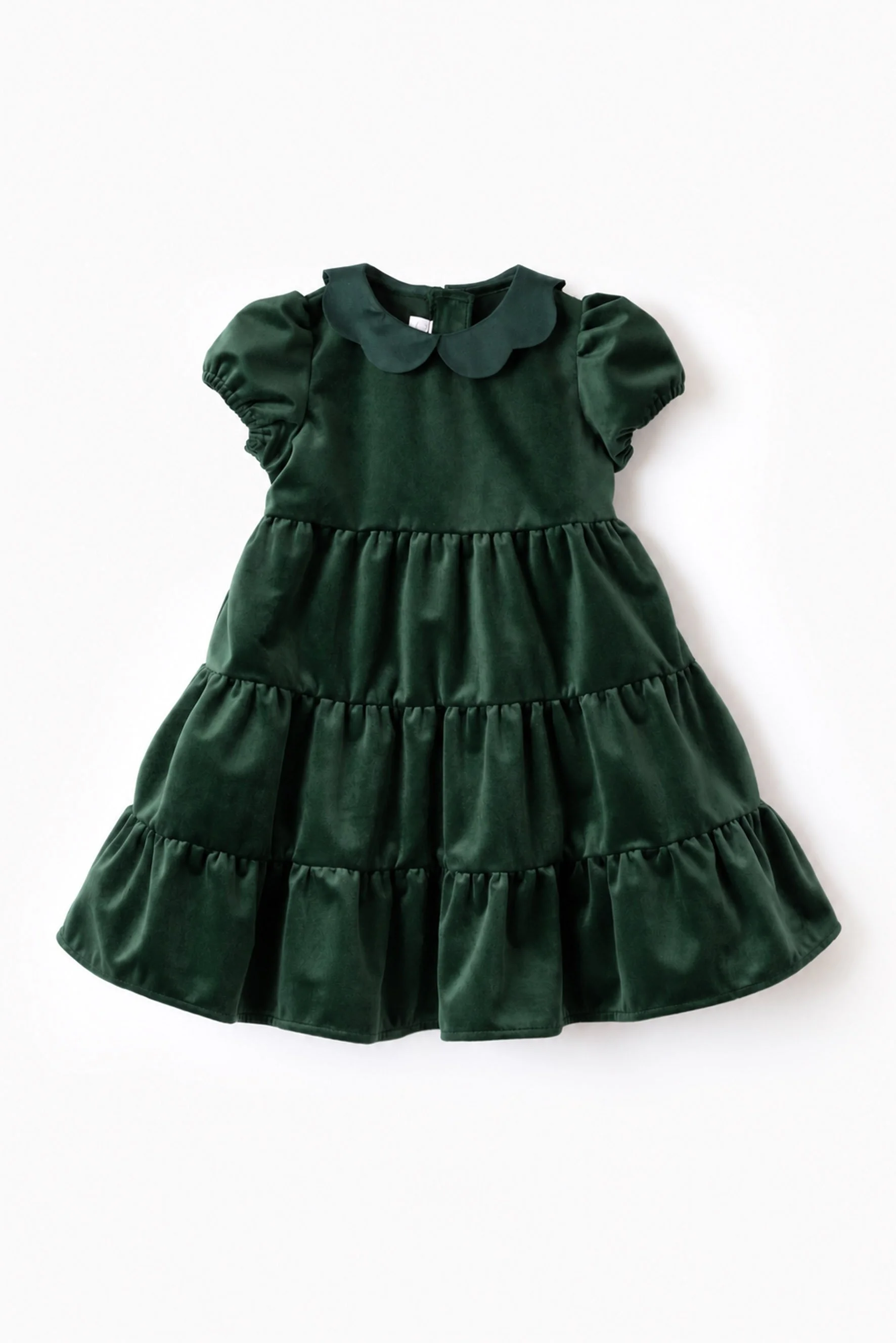 Vestito bambina balze velluto verde