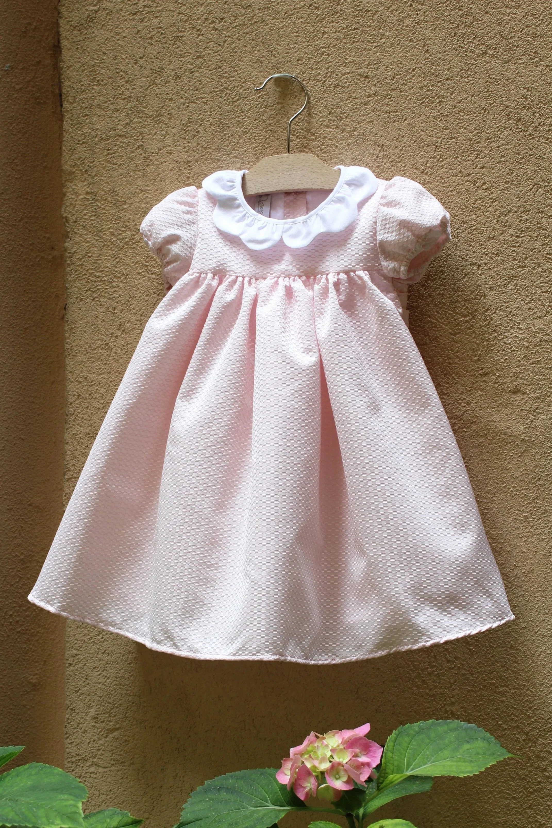 Vestito bambina in raso quadrettato rosa