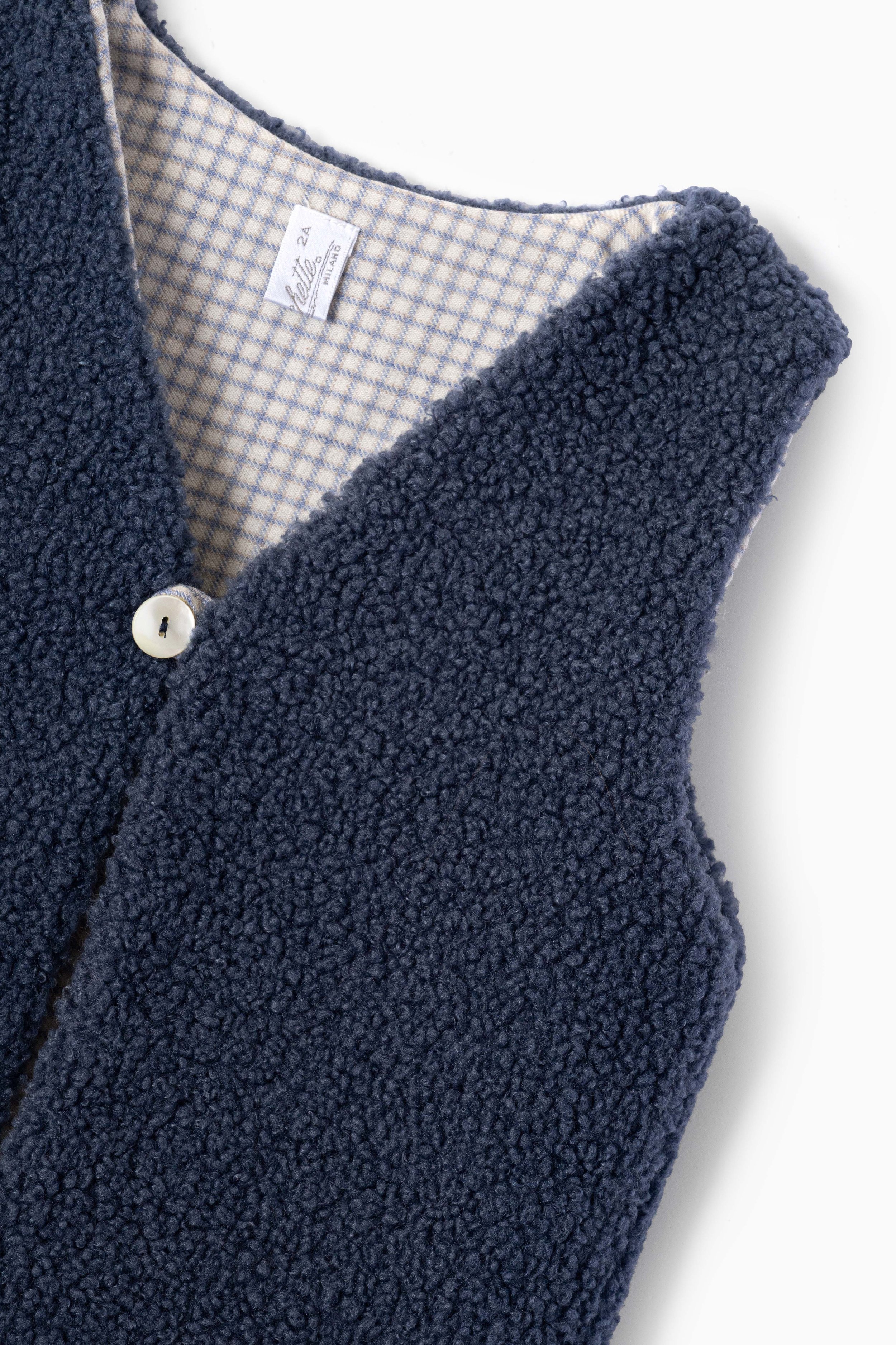 Gilet bambino Teddy Twist orsetto e quadretto blu Crochette
