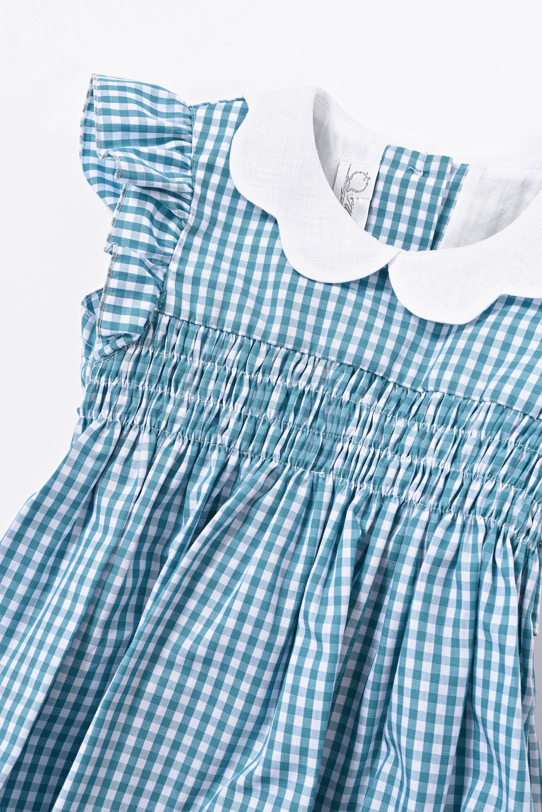 Pagliaccetto vichy ottanio neonata