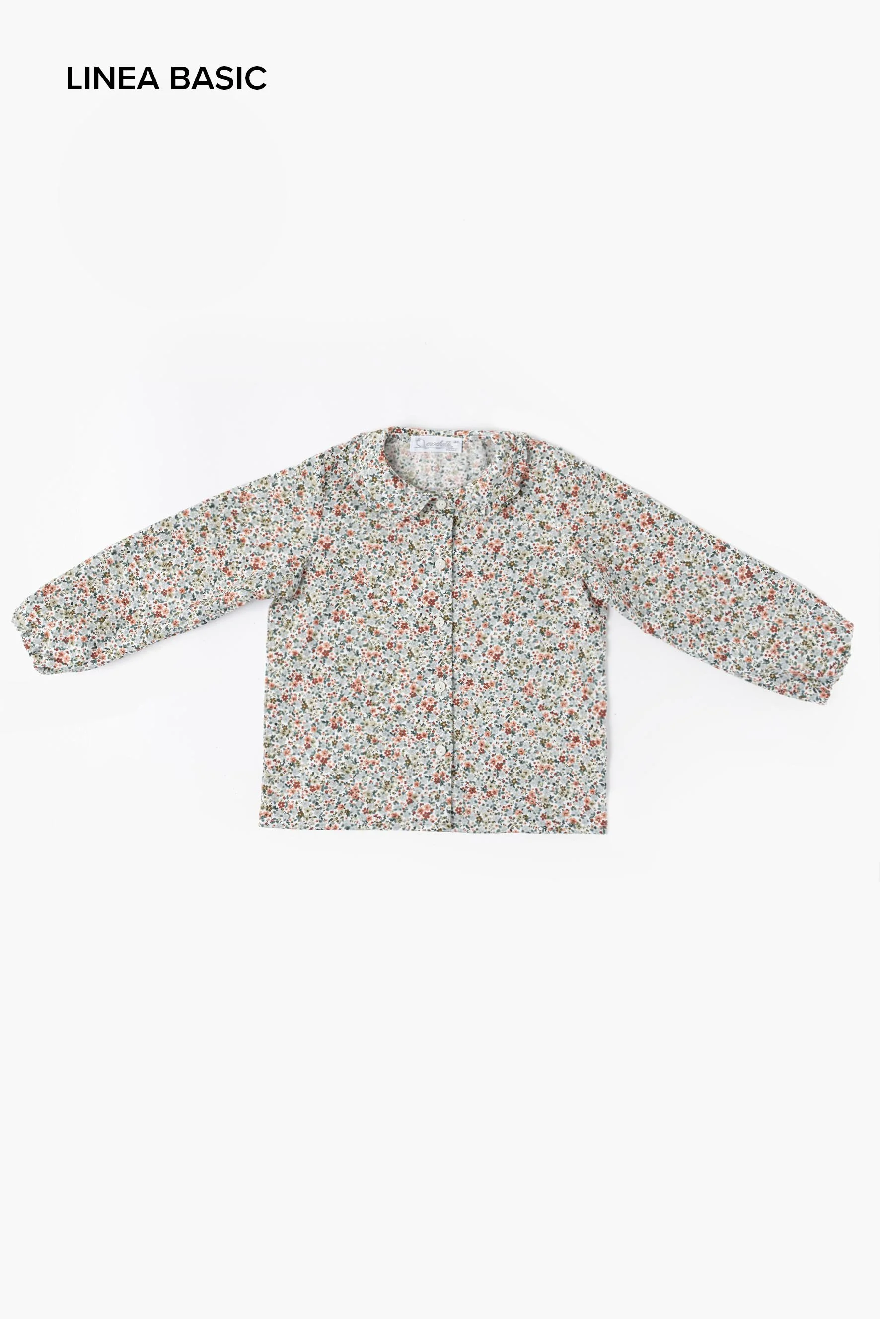 Camicia bambina fiore verde arancione