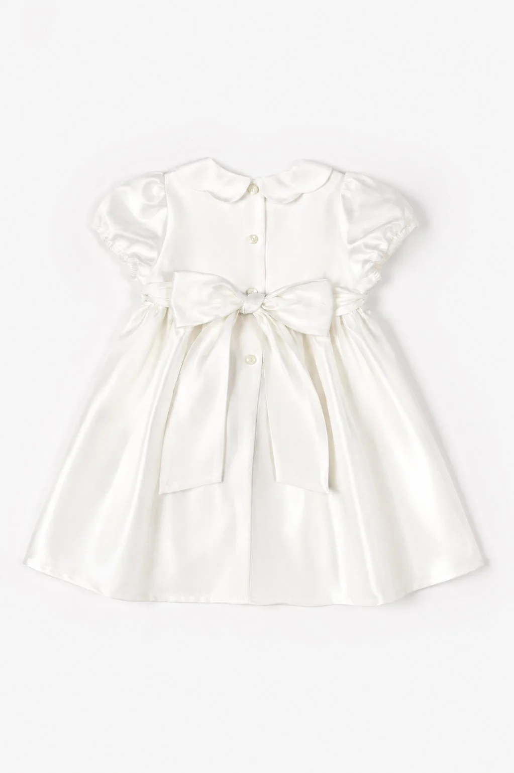 Vestito bambina raso panna con nastro retro