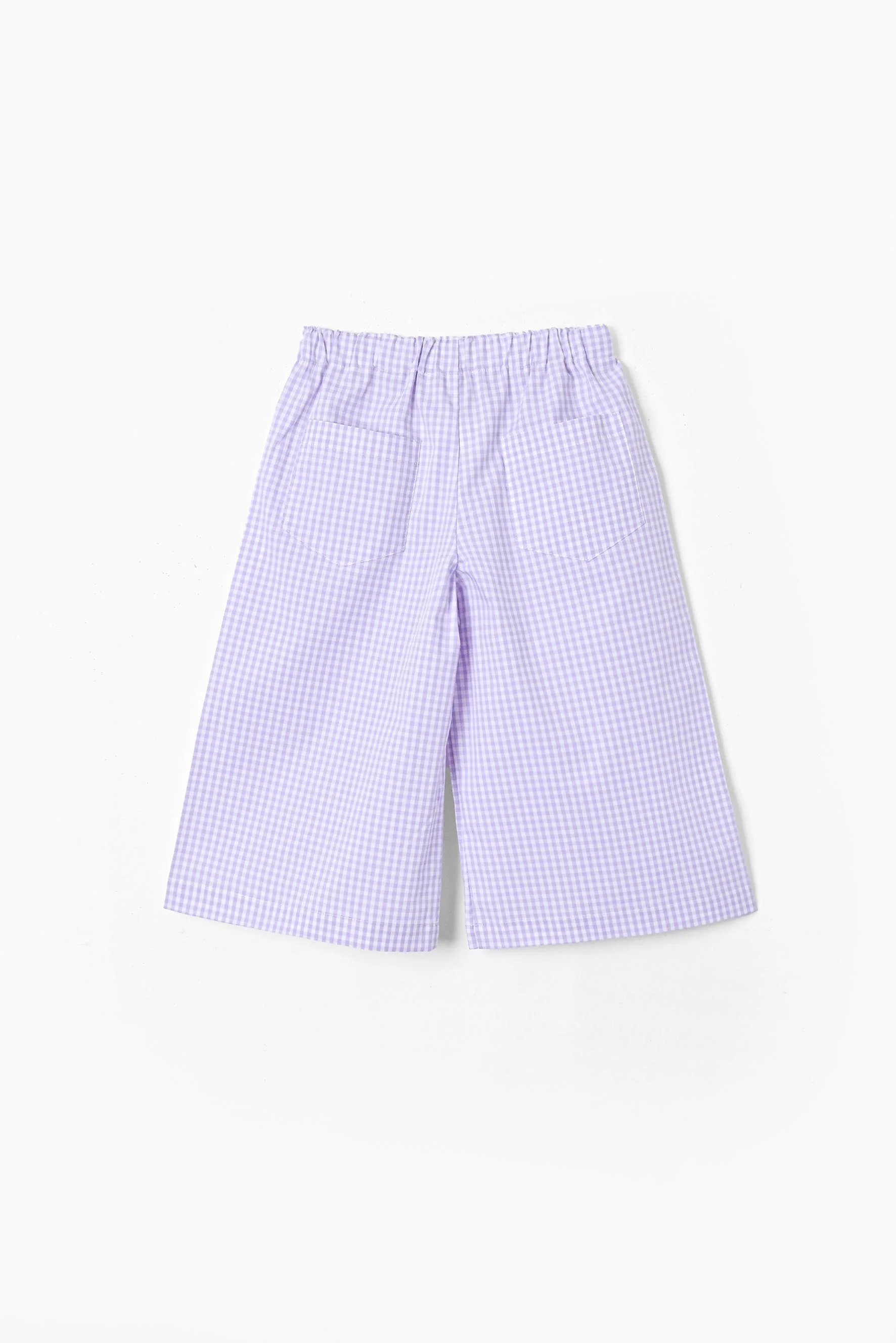 Pantaloni larghi bambina vichy lilla retro