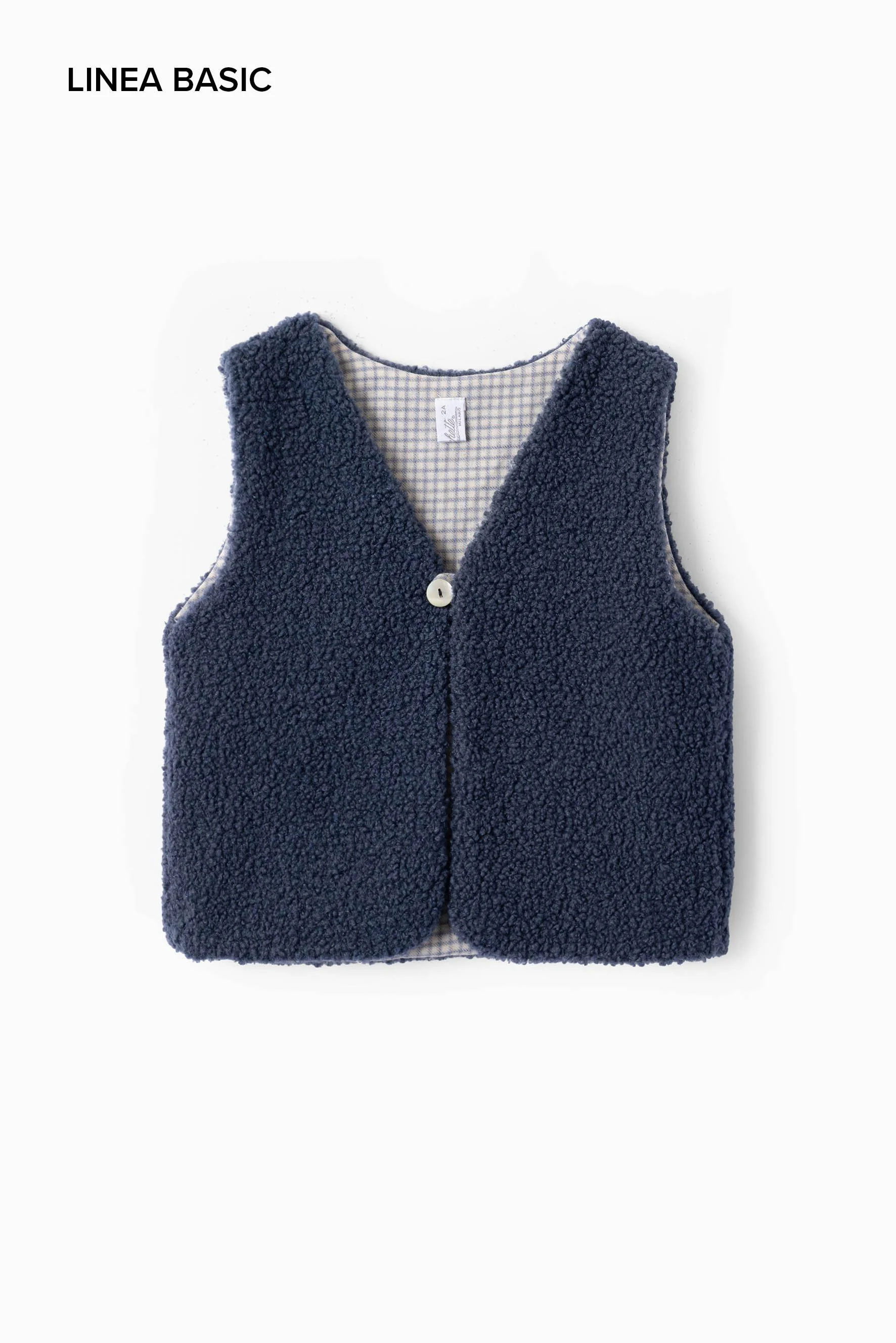 Gilet bambino orsetto e quadretto blu Crochette