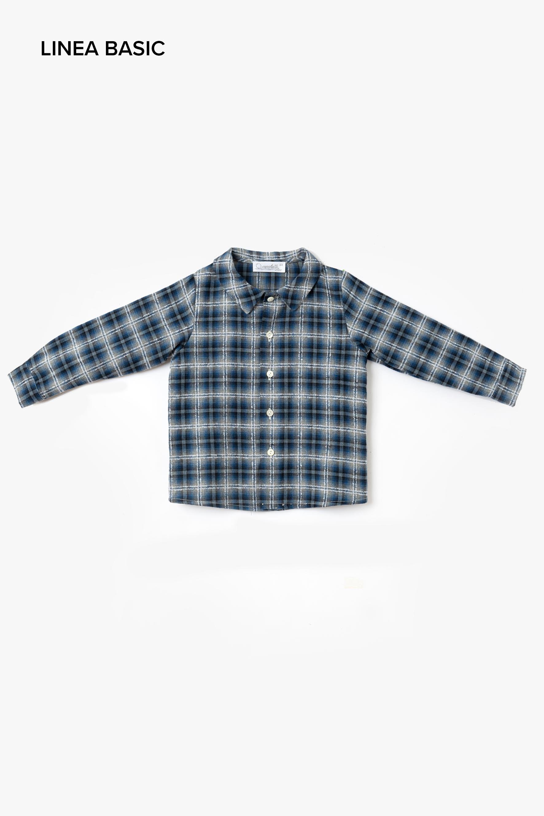 Camicia bambino tartan blu navy