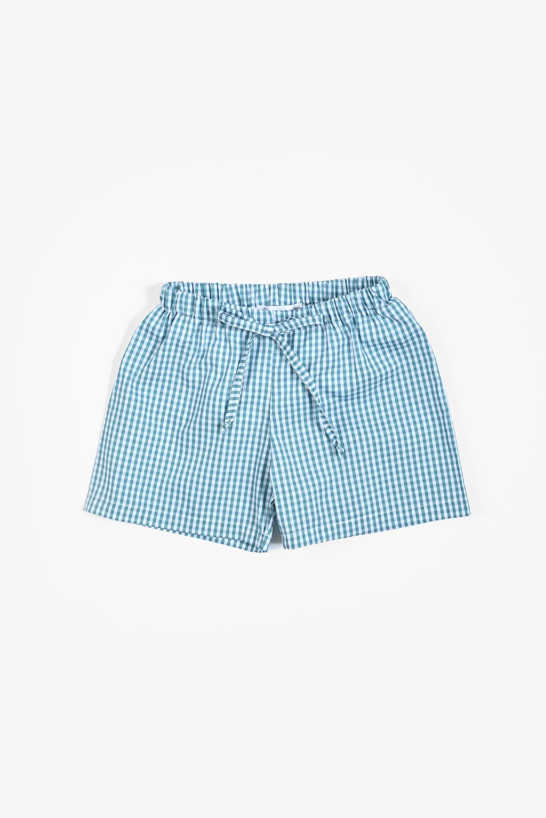 Pantaloncino mare bambino vichy ottanio