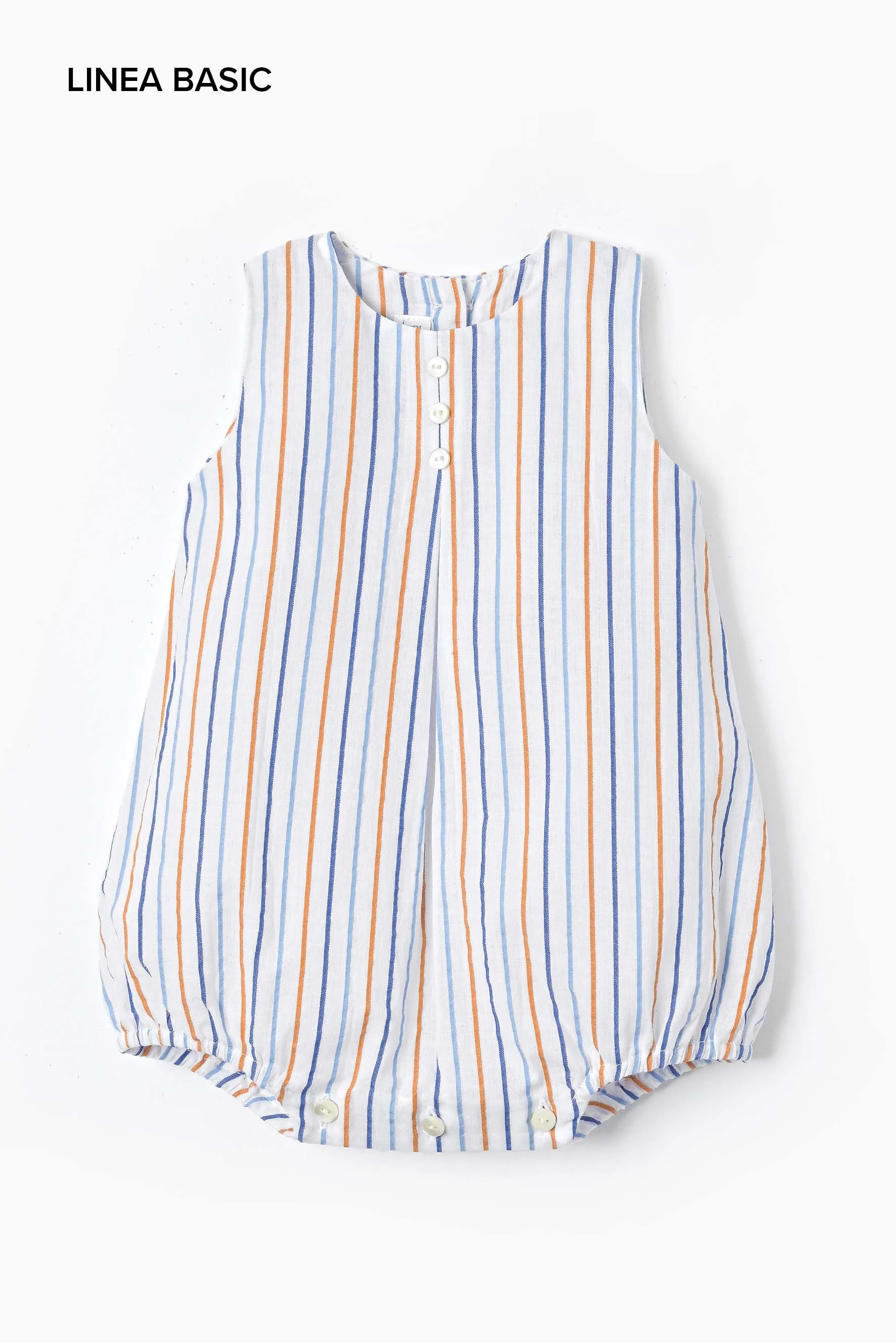 Pagliaccetto neonato riga arancione azzurra e blu