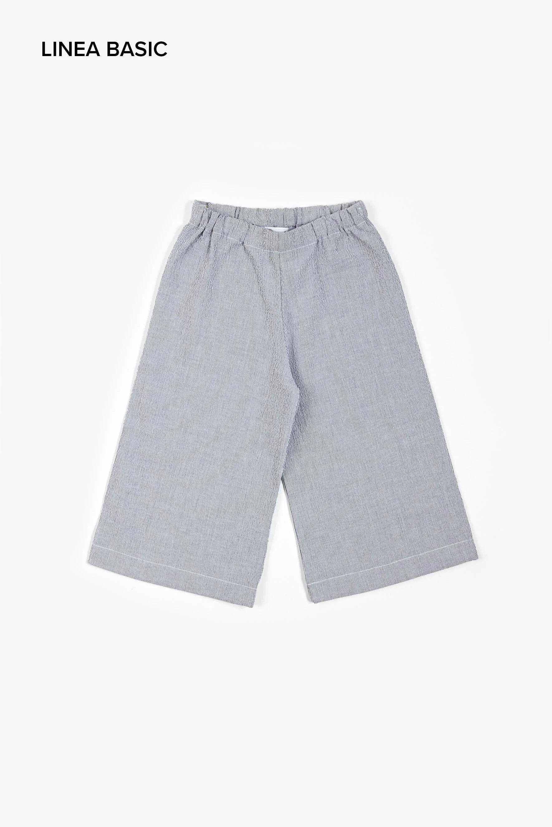 Pantaloni larghi bambina righina blu