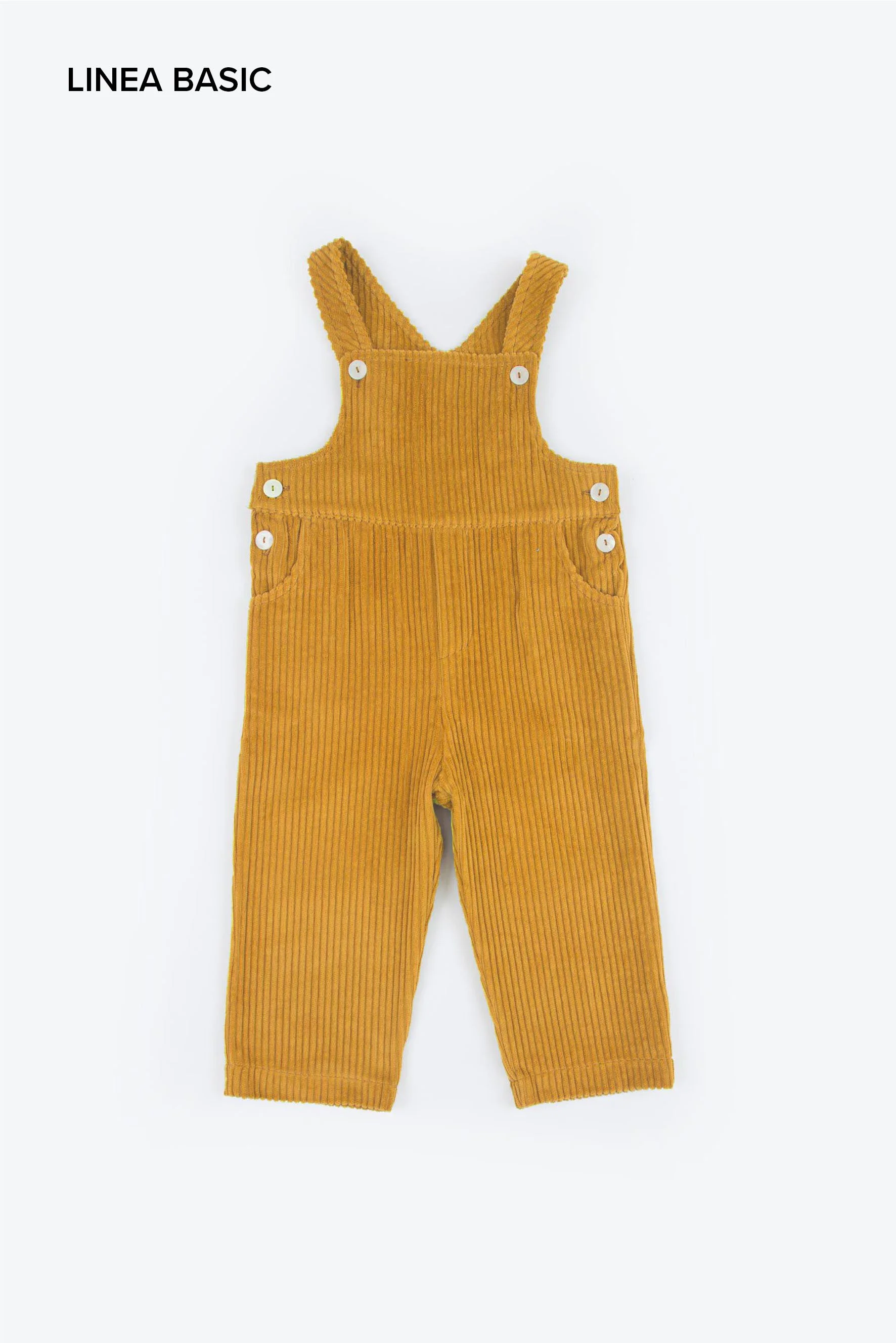 Salopette unisex in velluto costa larga senape