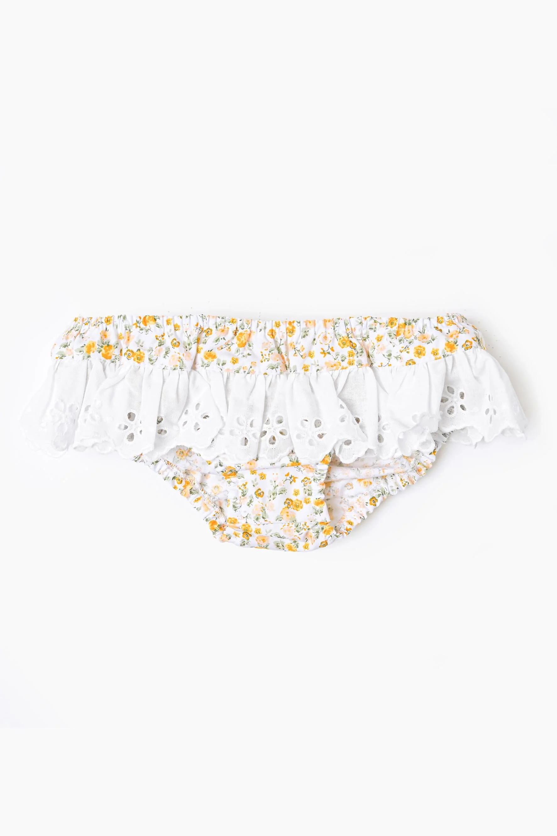 Costume bambina fiore giallo e balza sangallo Crochette