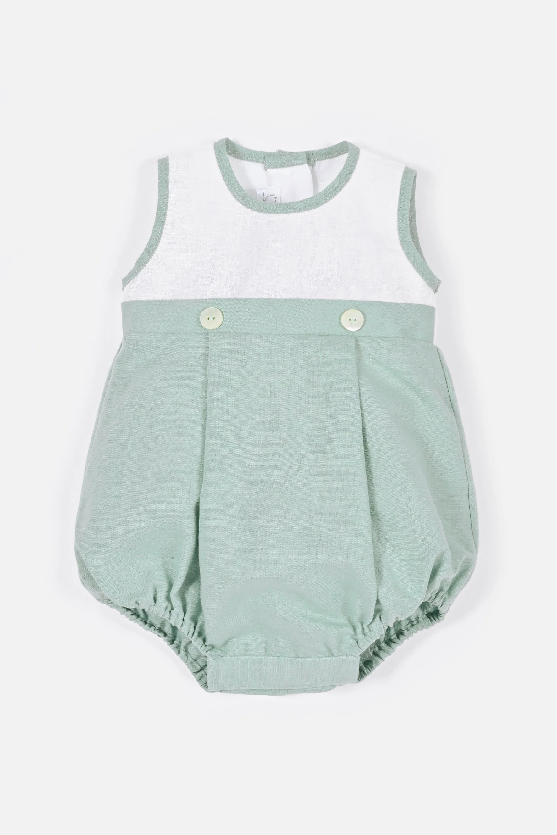 Pagliaccetto neonato lino verde agave