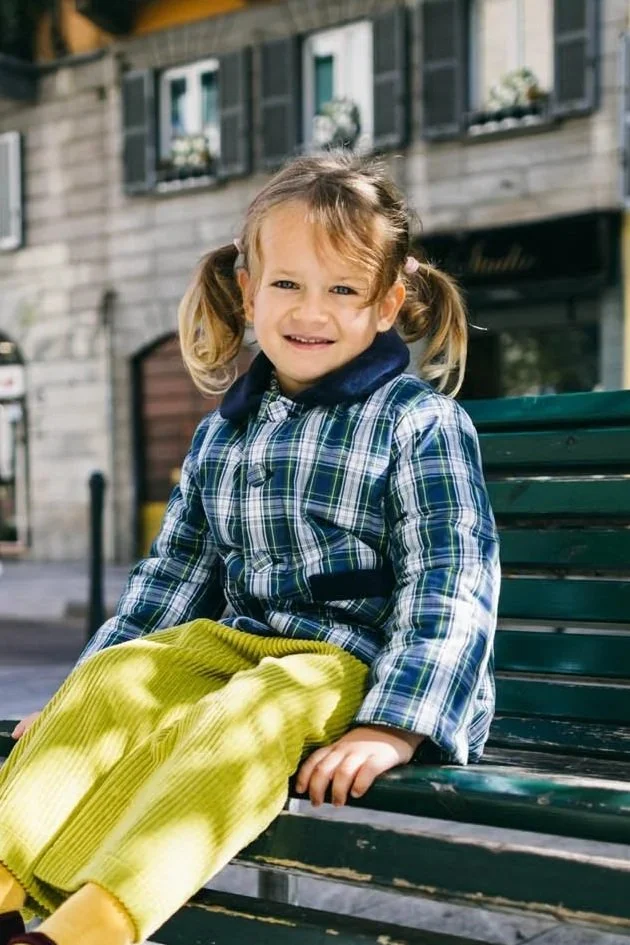 Giacca unisex in micral scozzese blu e verde