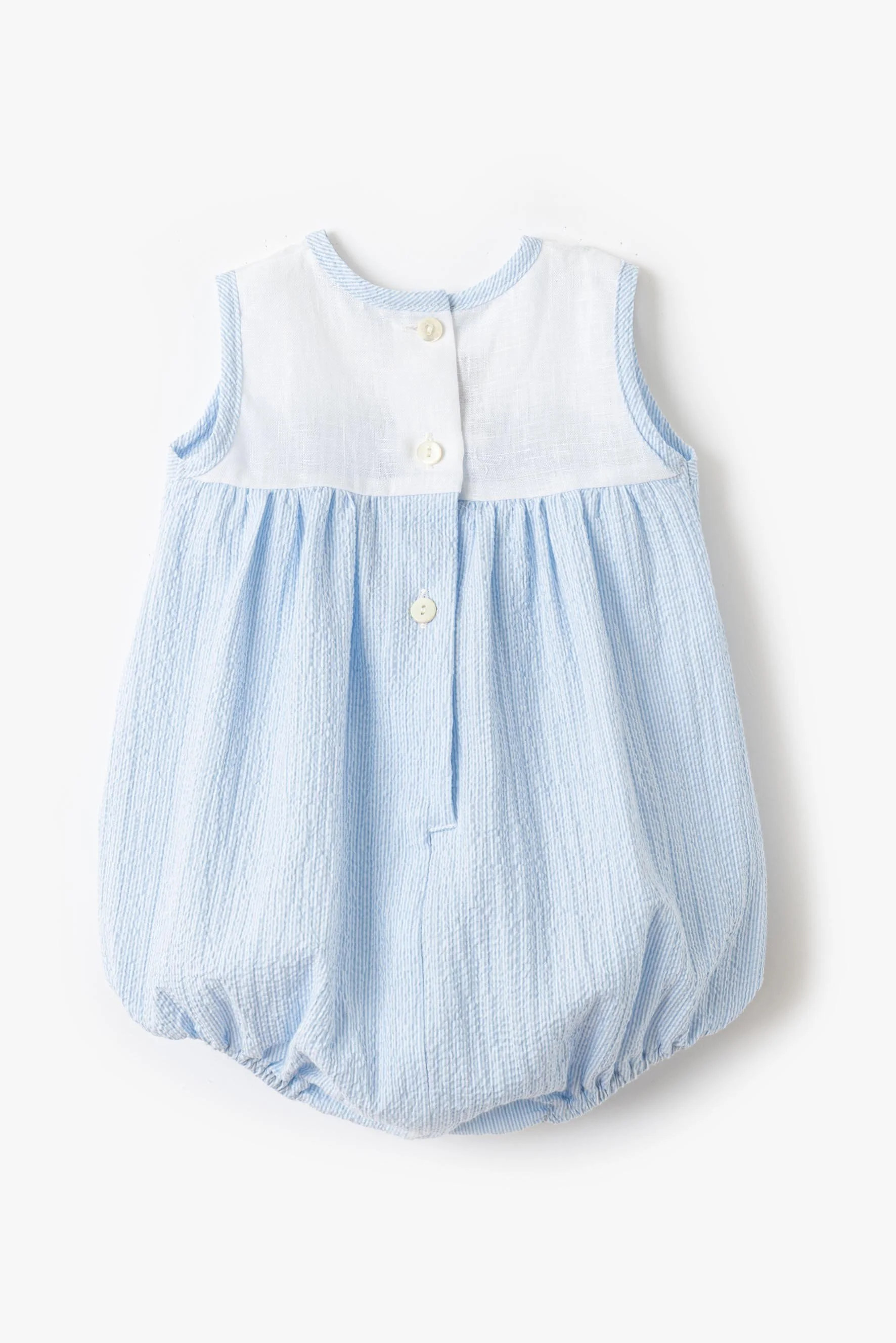 Pagliaccetto lino e righina celeste retro Crochette