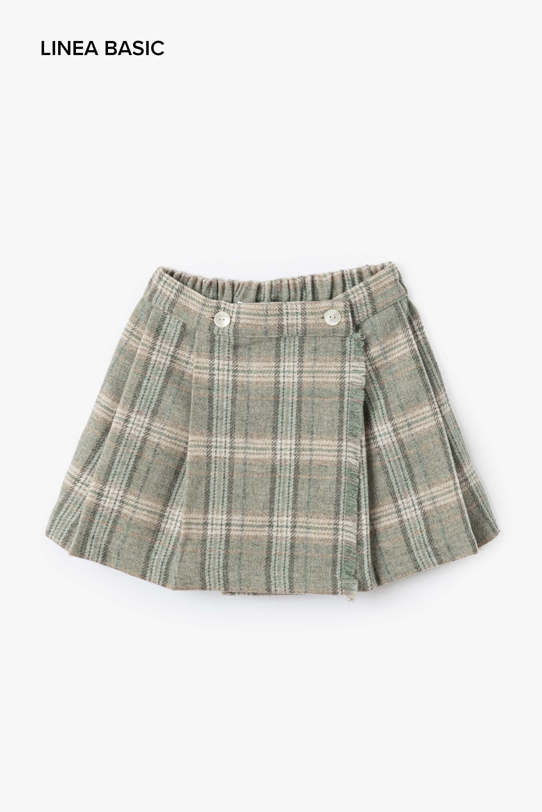 Kilt bambina lana tartan verde salvia