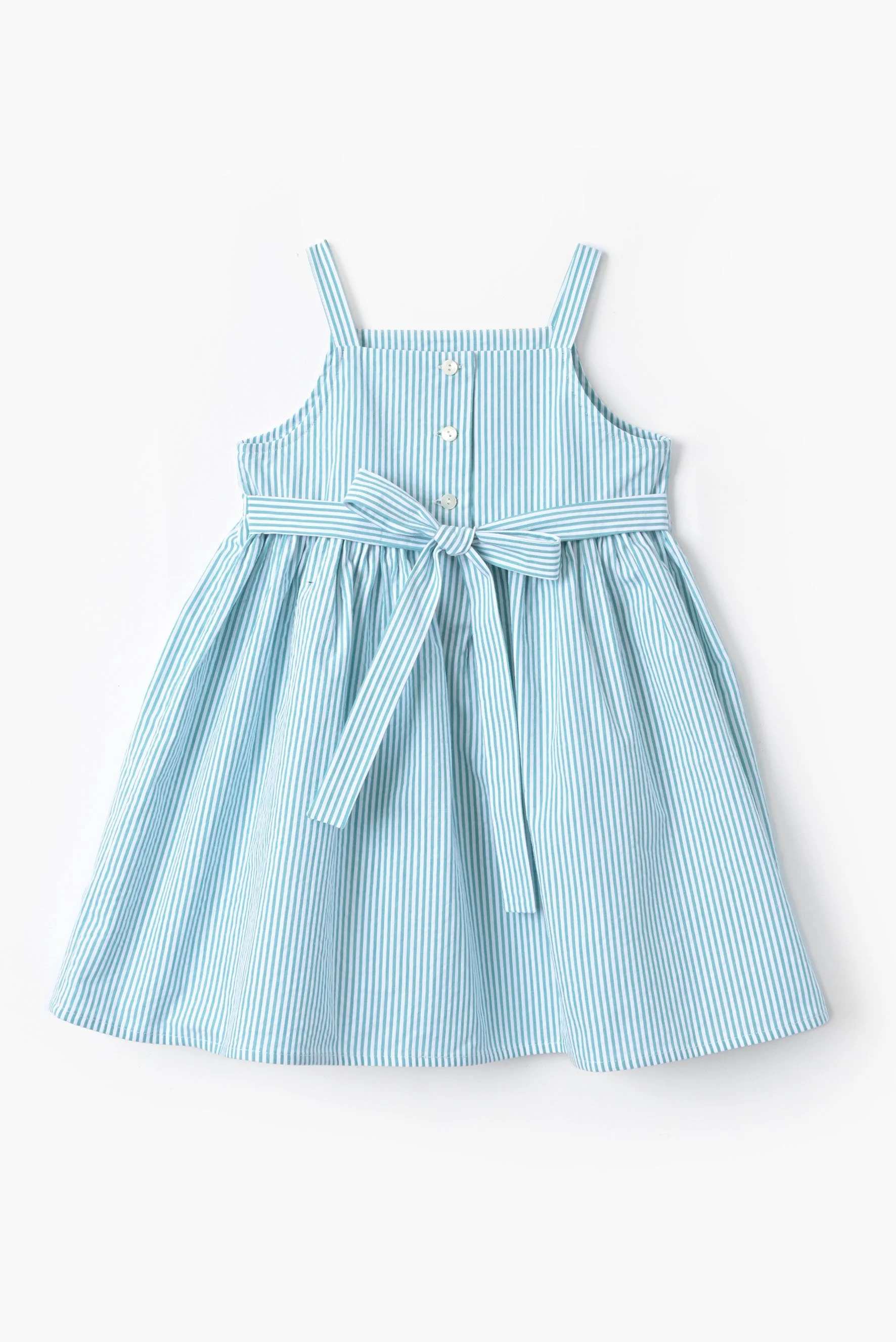 Scamiciato bambina Sole riga verde retro
