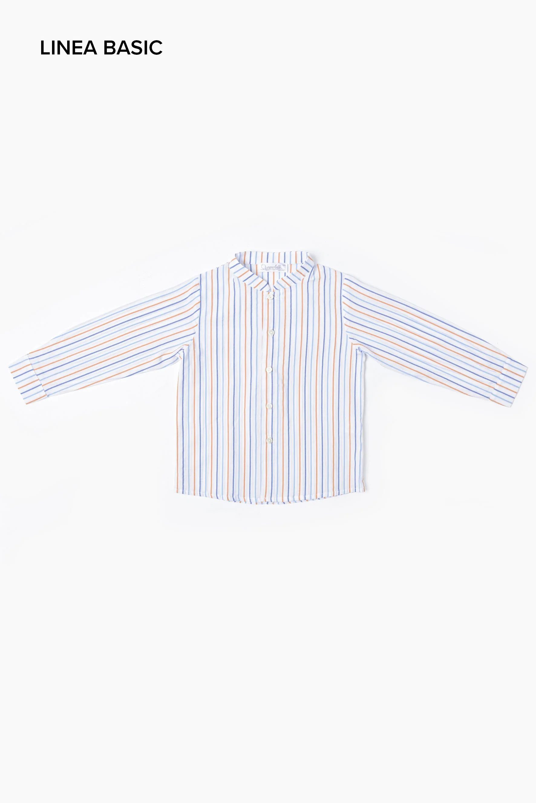 Camicia bambino coreana riga arancione blu Crochette