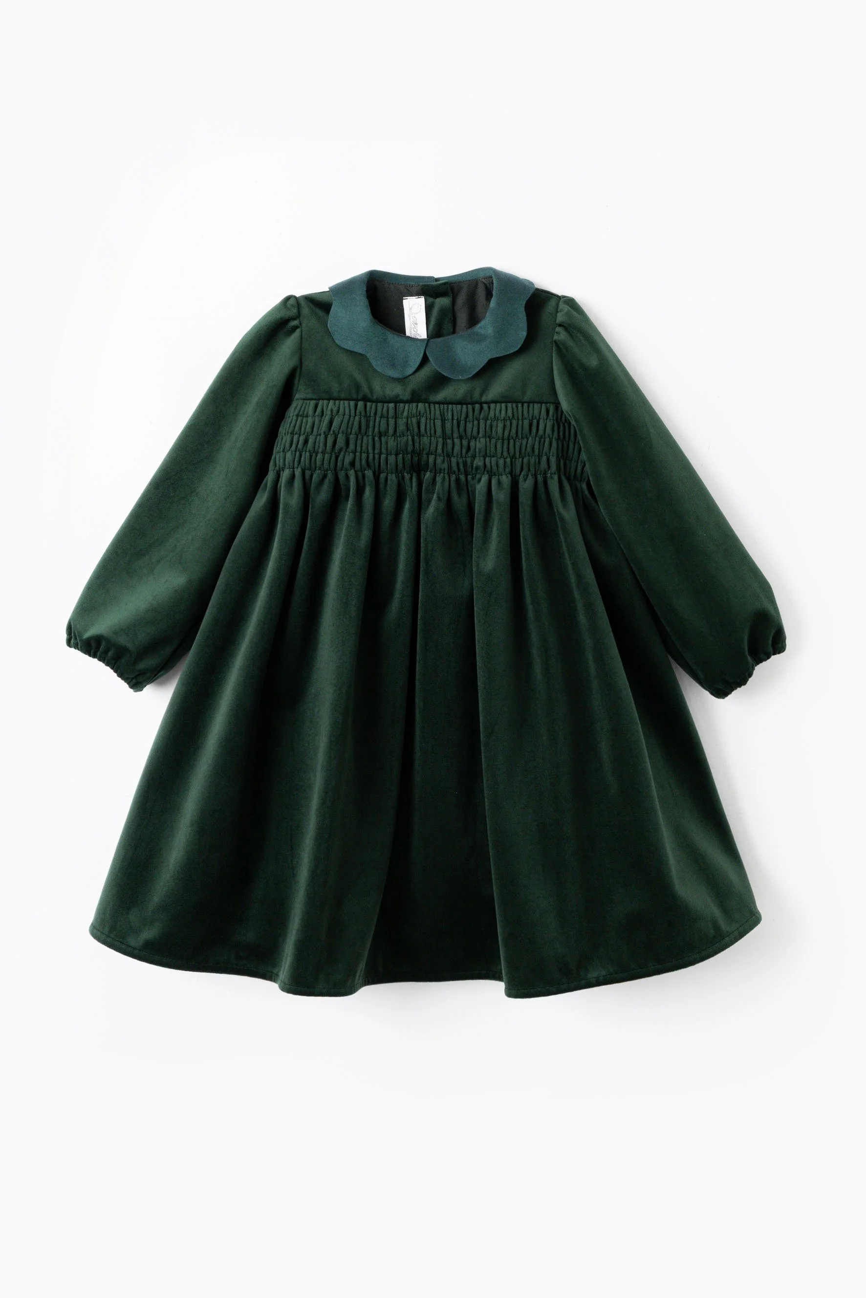 Vestito bambina elasticato manica lunga verde