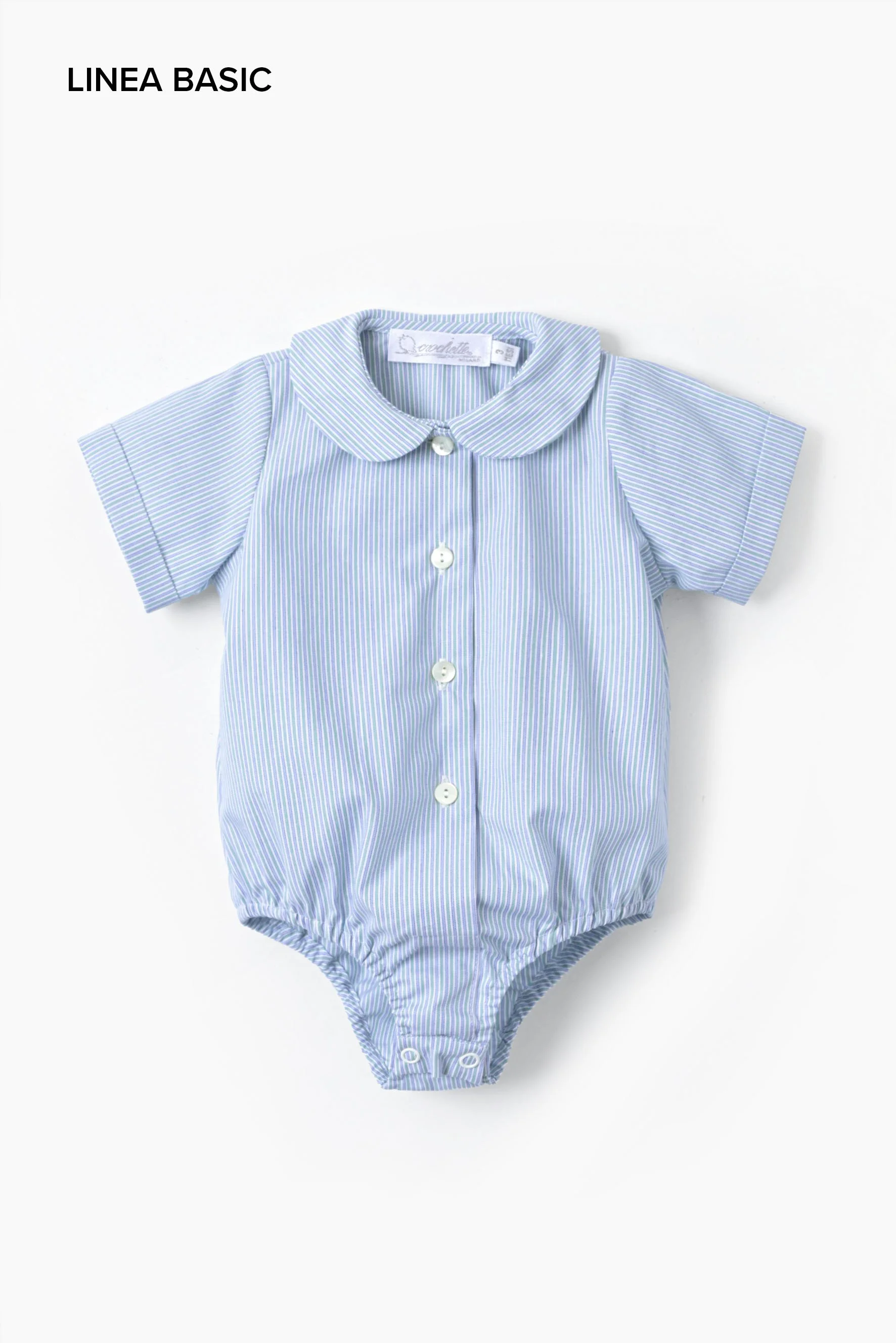 Body camicia neonato righina verde avio