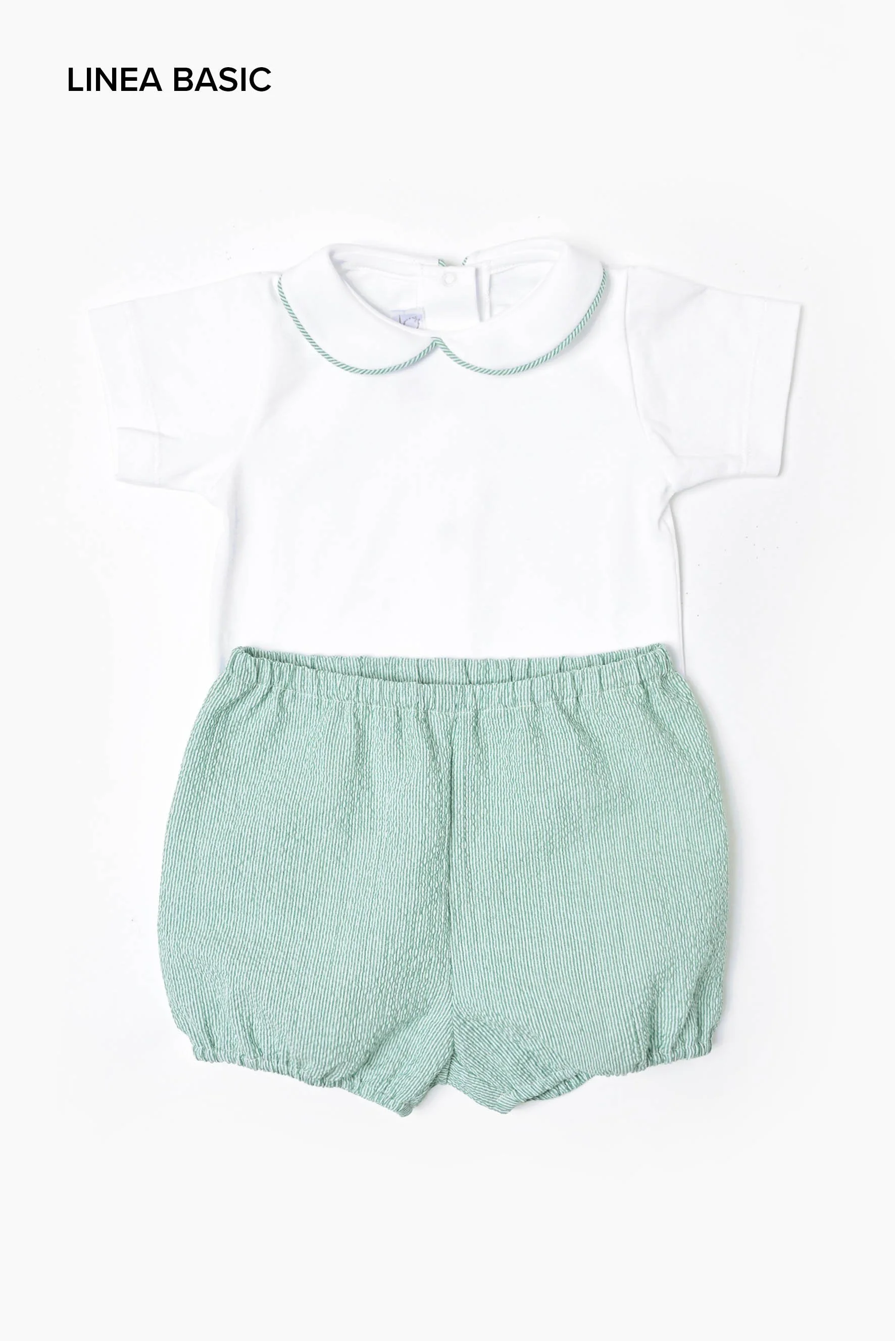 Completo neonato body e culotte righina verde