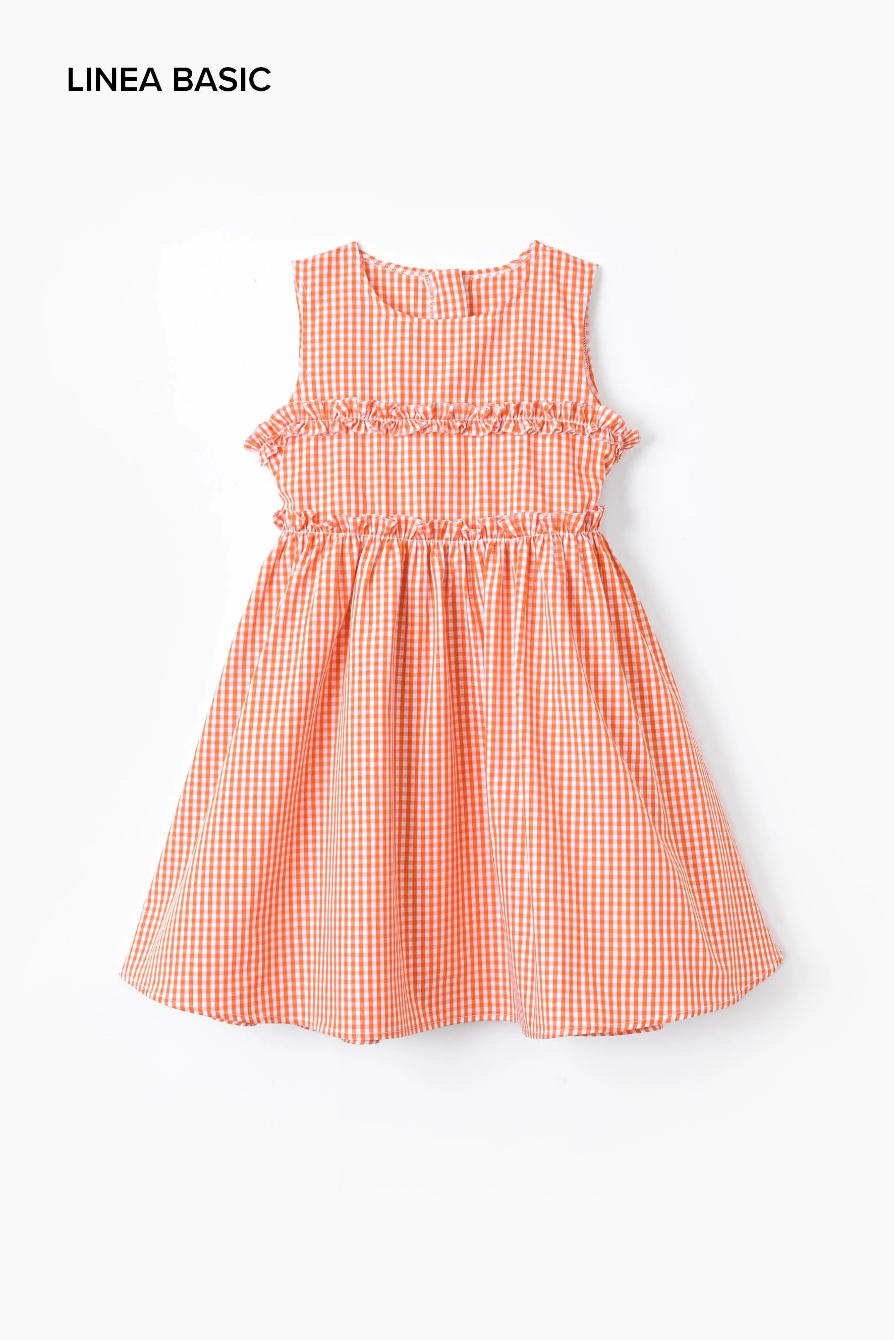 Vestito bambina con rocuhes vichy arancione Crochette