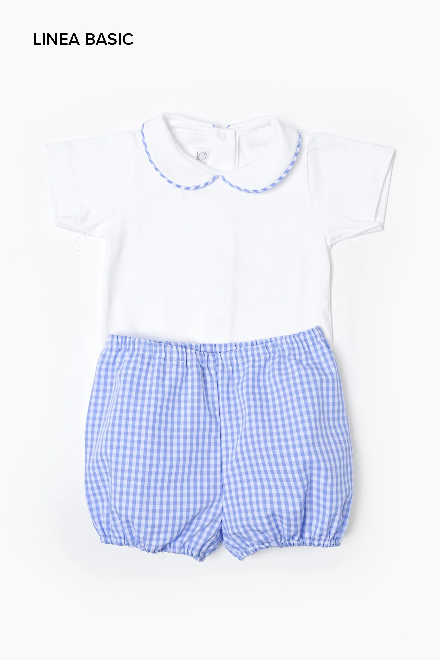 Completo neonato body e culotte vichy azzurro