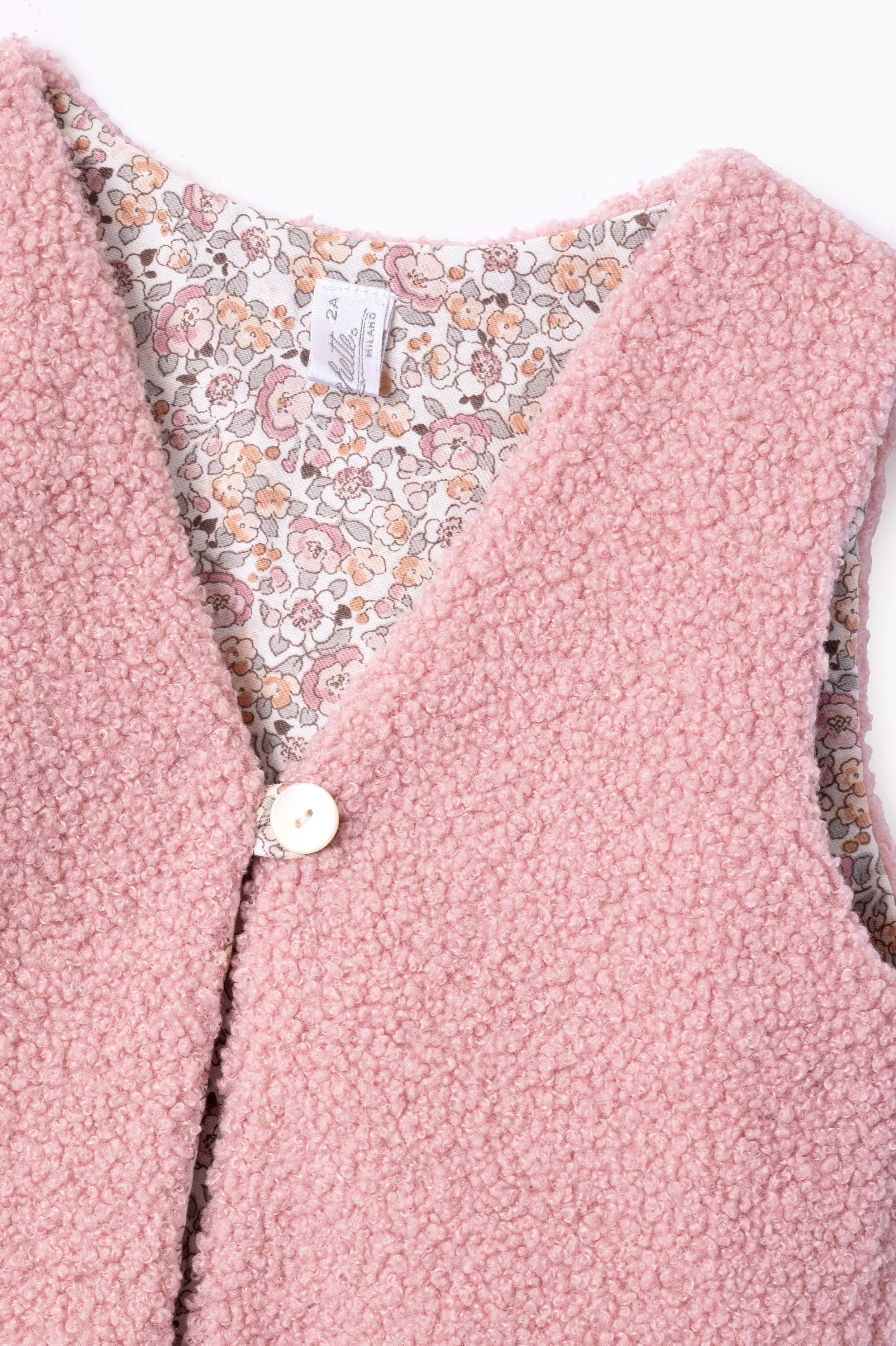 Gilet bambina Teddy Twist orsetto e fiore rosa