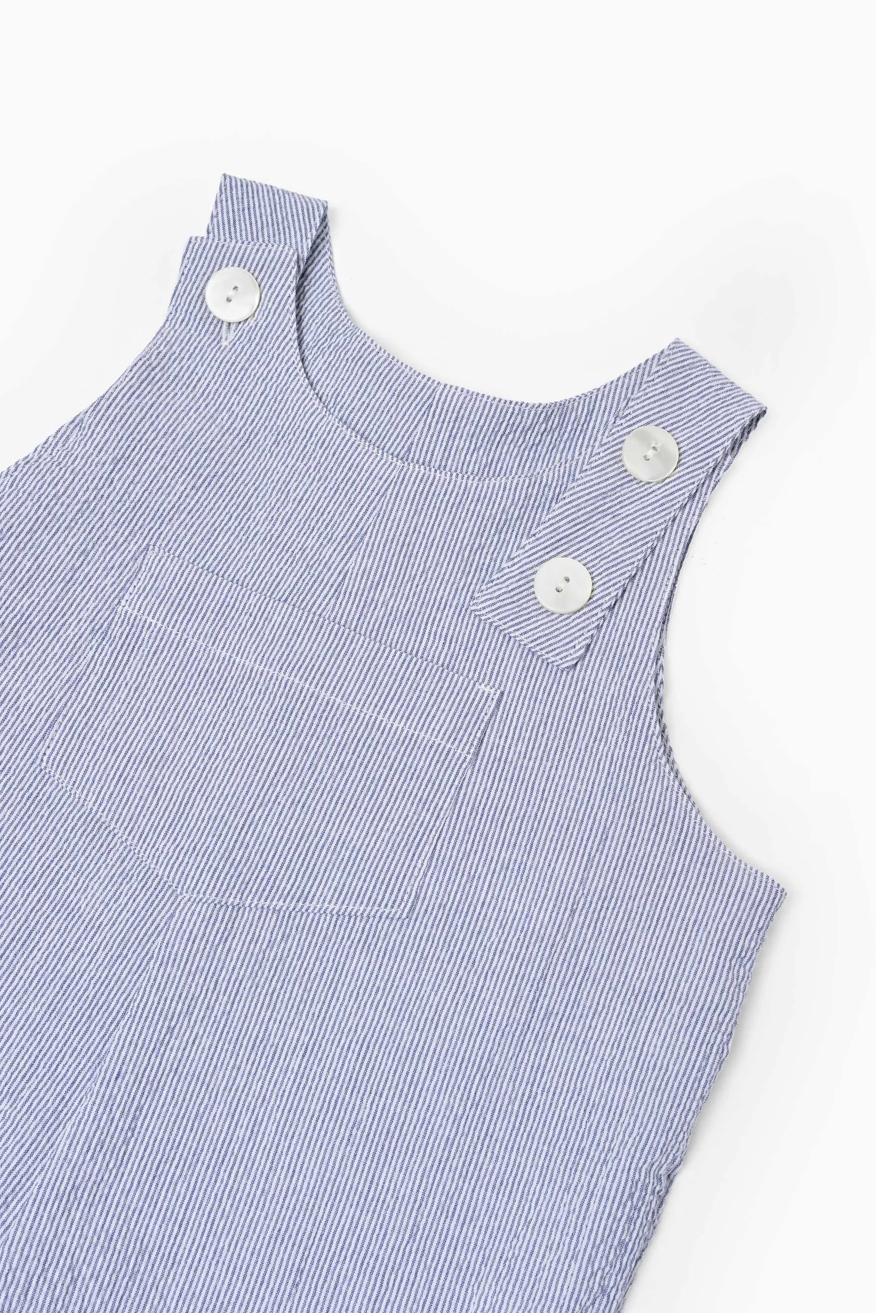Salopette pagliaccetto neonato righina blu retro