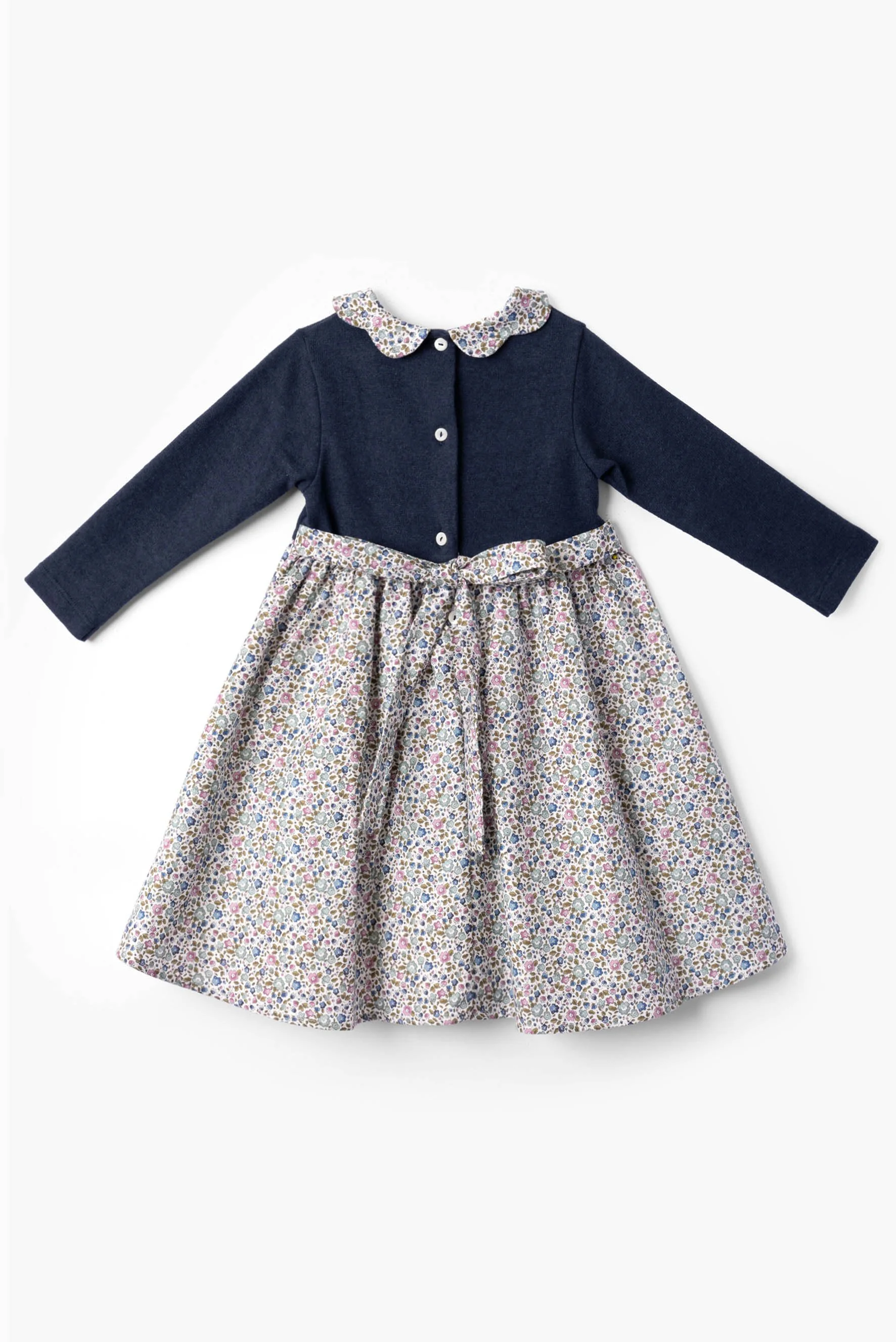 Vestito bambina maglia e fiorellino blu