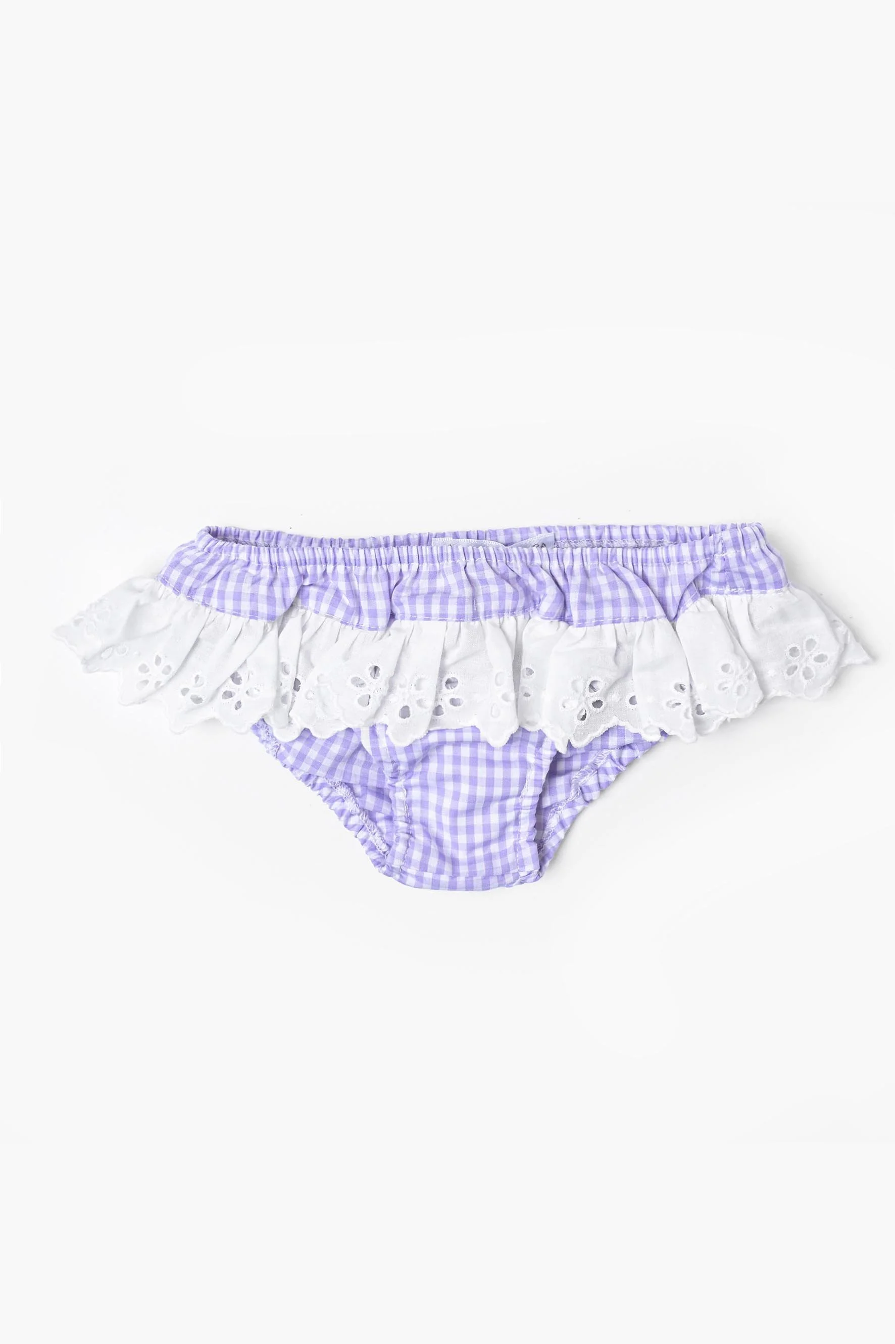 Costume bambina vichy lilla e balza sangallo Crochette