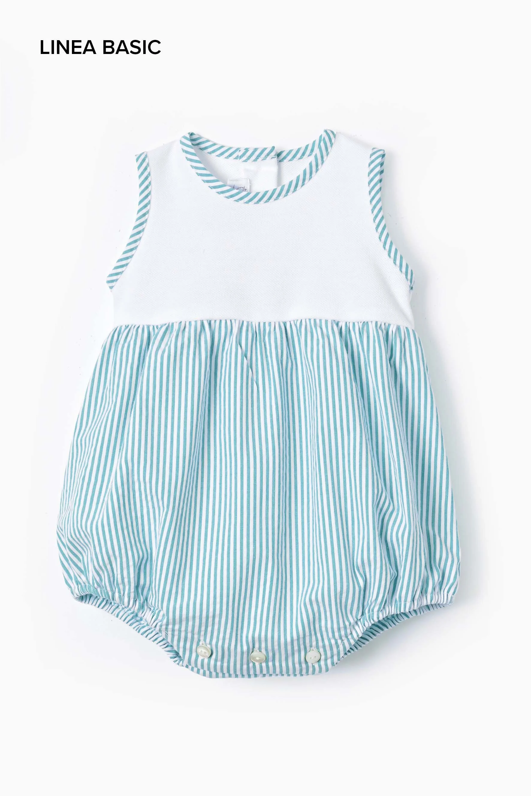 Pagliaccetto neonato jersey piquet e riga verde