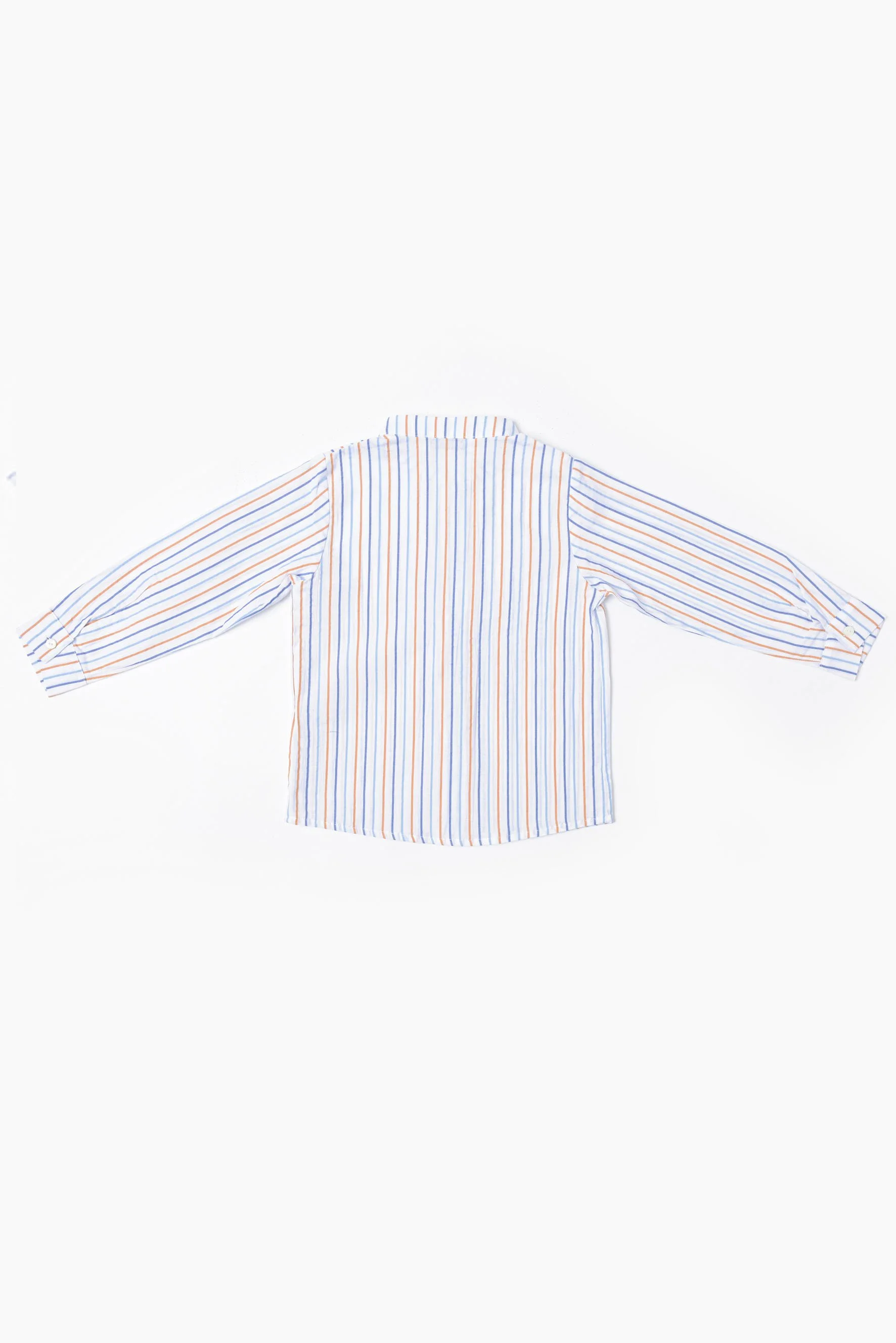 Camicia bambino coreana riga arancione blu