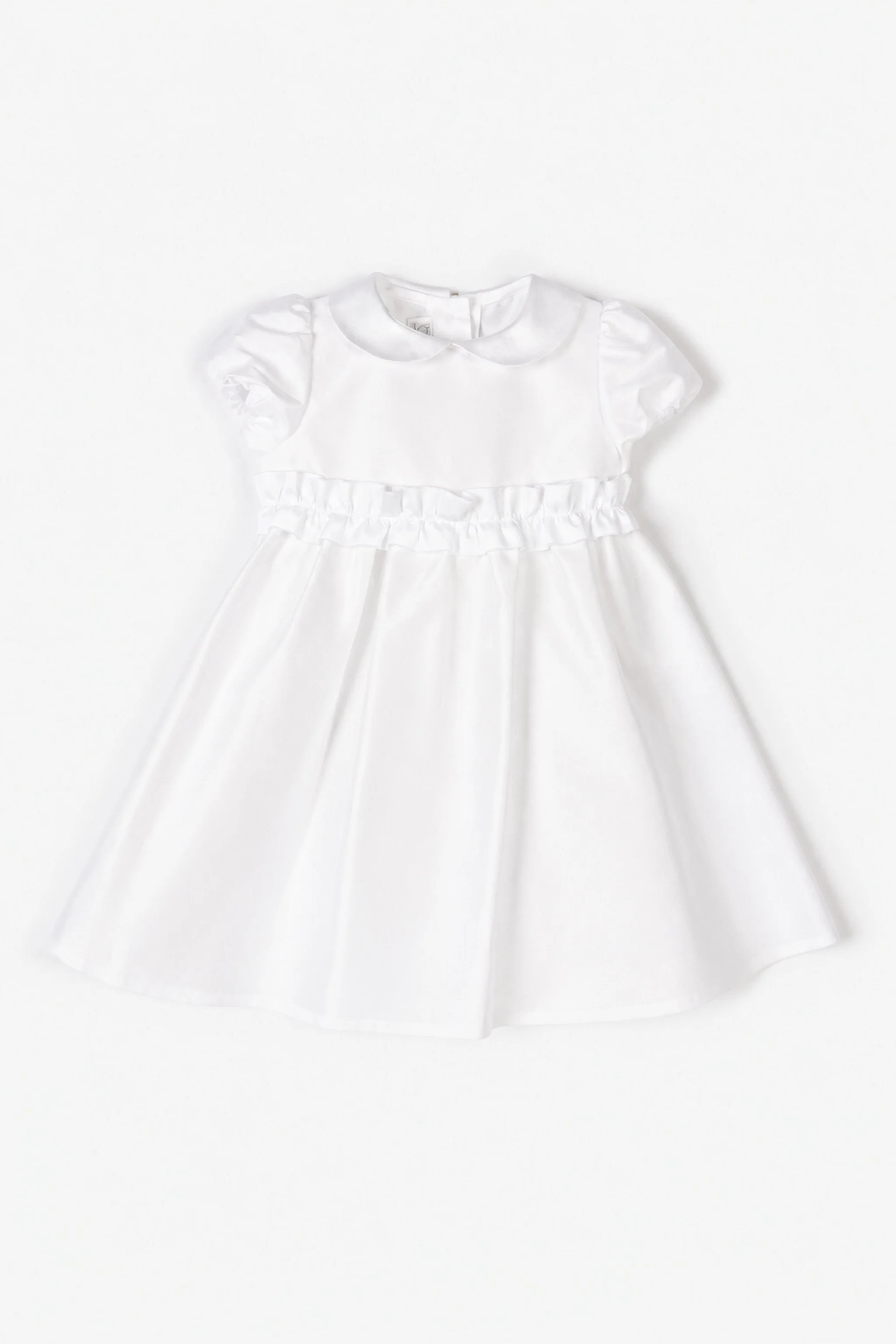 Vestito bambina raso bianco con rouches