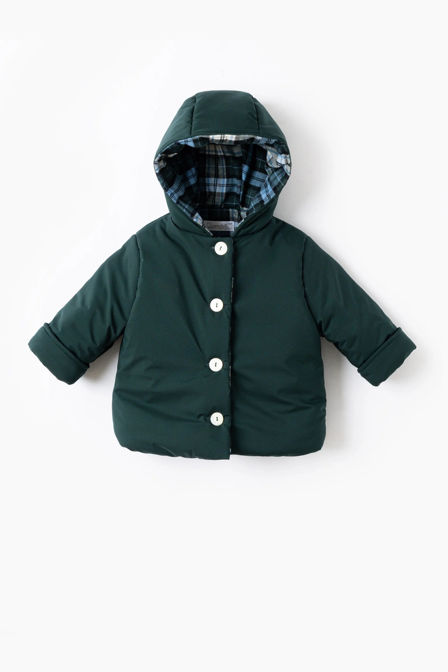 Giacca con cappuccio verde e tartan Crochette